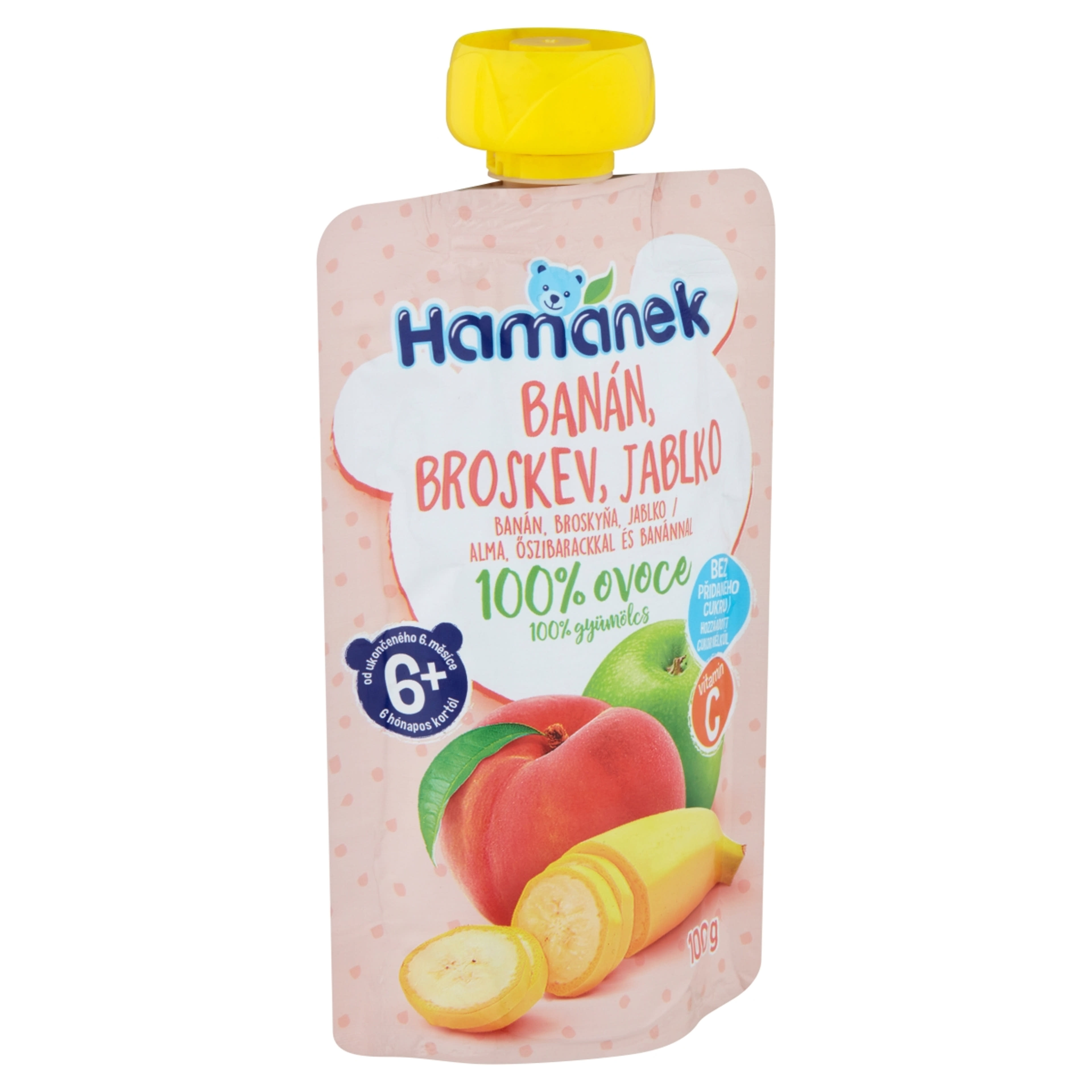 Hamánek gyümölcspüré alma,őszibarack,banán 6 hónapos kortól - 100 g-2