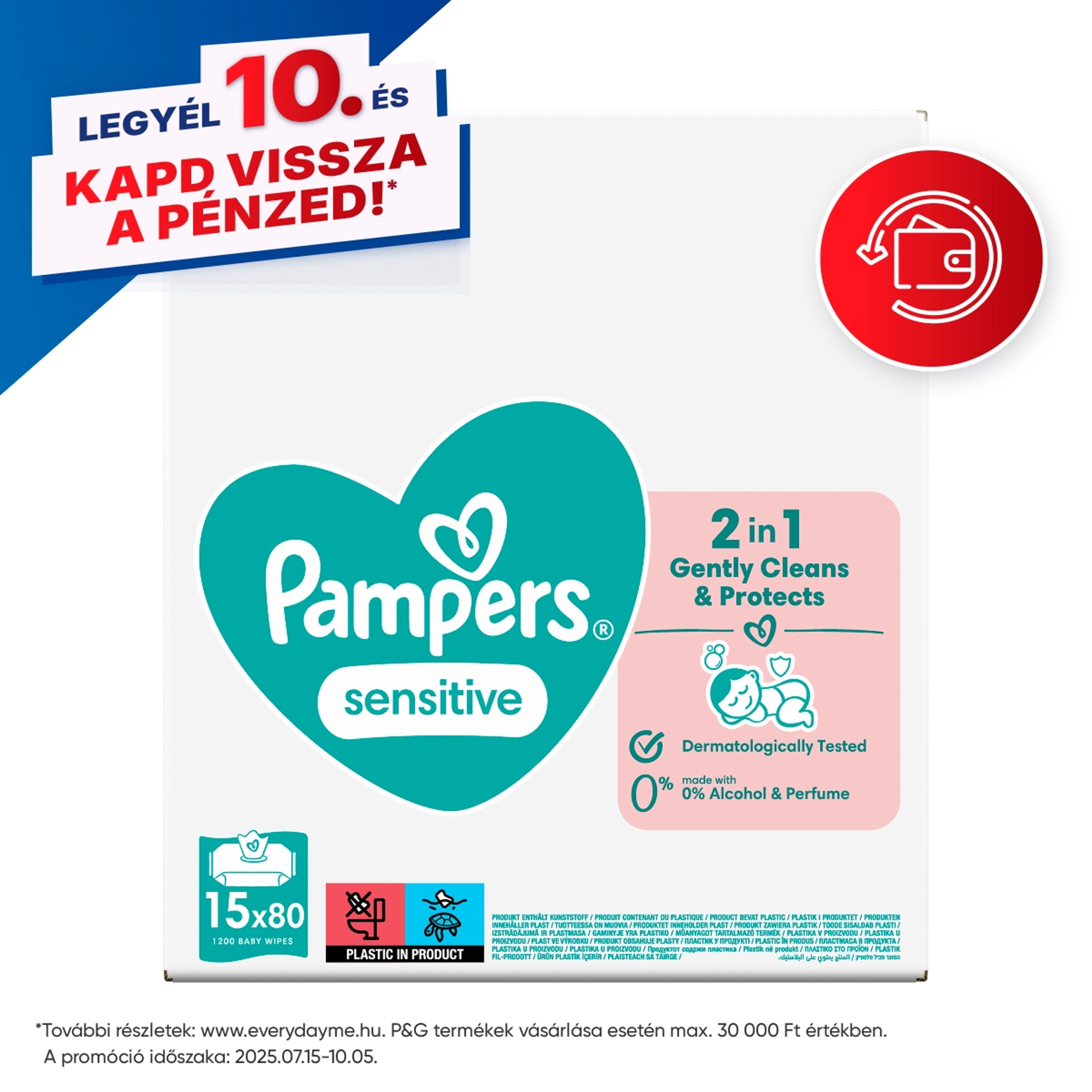 Pampers Sensitive törlőkendő (15x80 db) - 1200 db