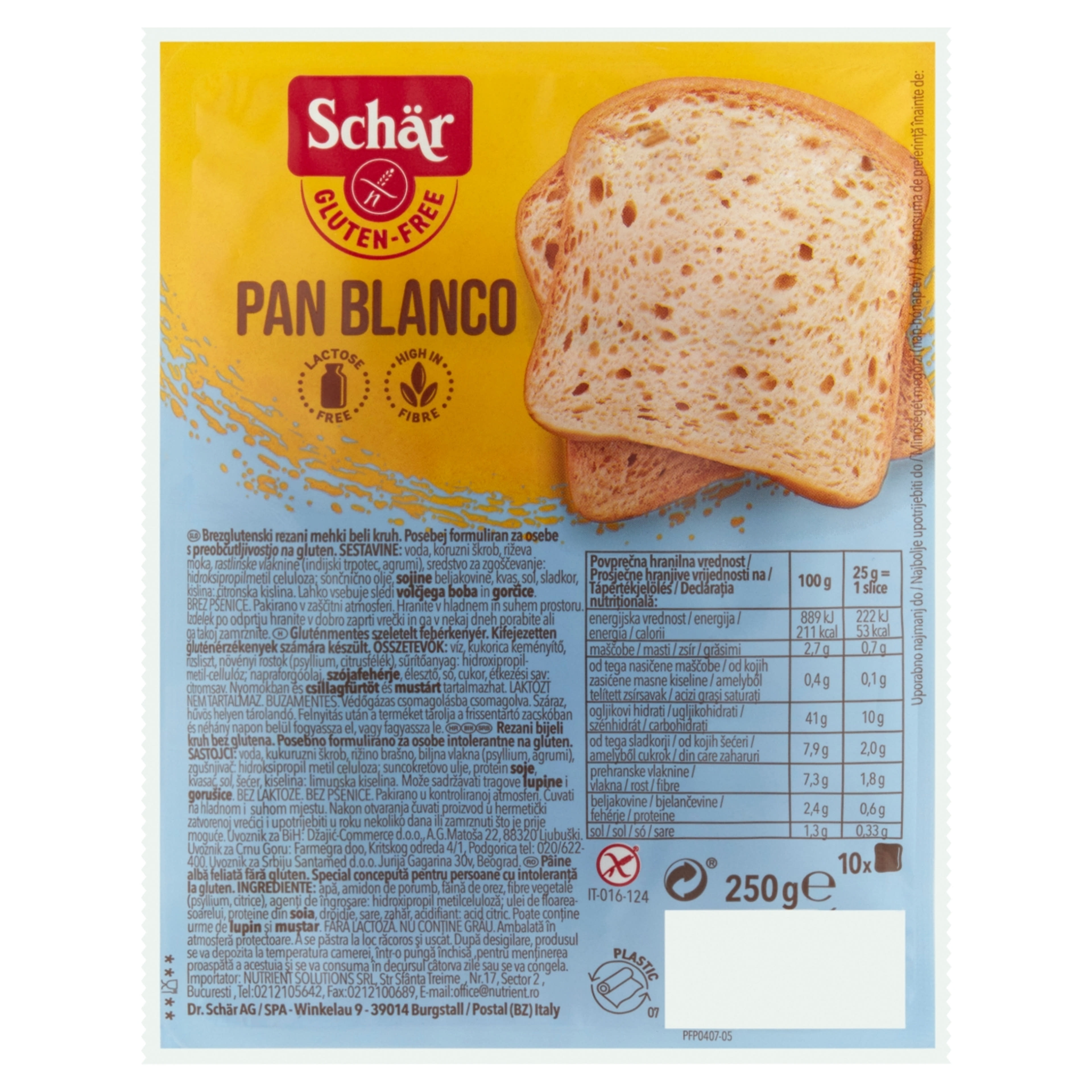 Schaer Pan Blanco gluténmentes szeletelt kenyér - 250 g-1