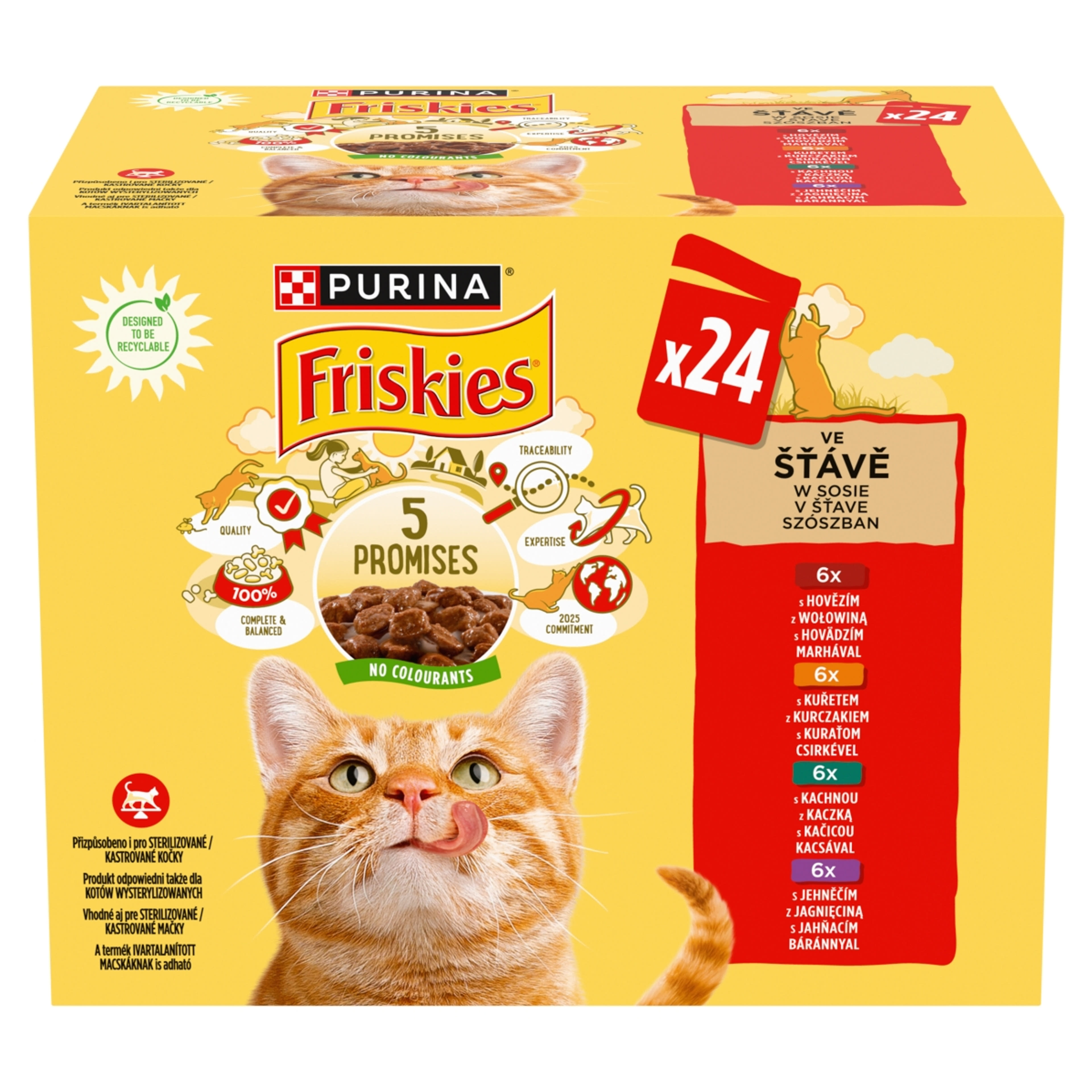 Friskies alutasak macskáknak csirke/marha/bárány/kacsa - 24*85 g