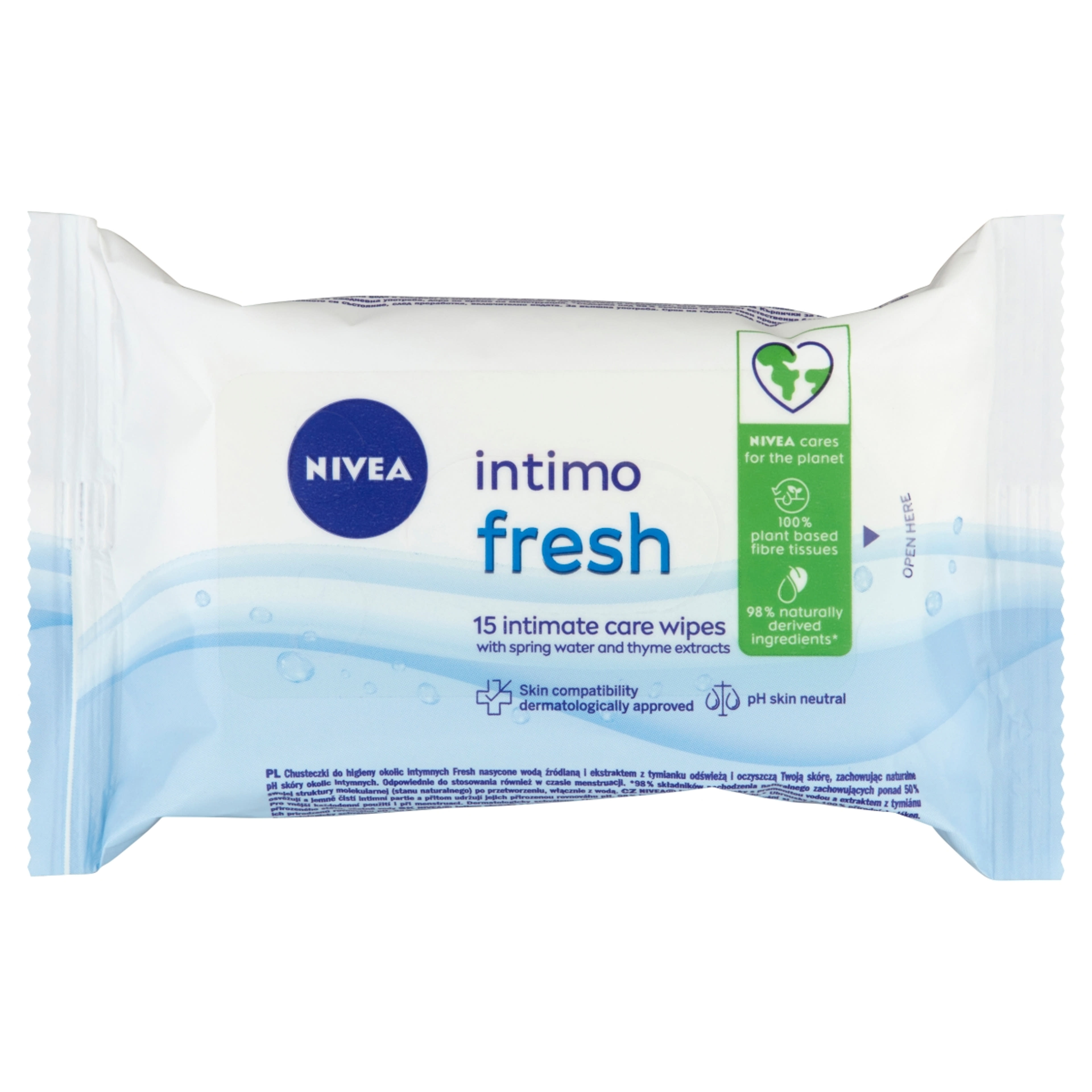 Nivea Intimo intim törlőkendő fresh - 15 db-1