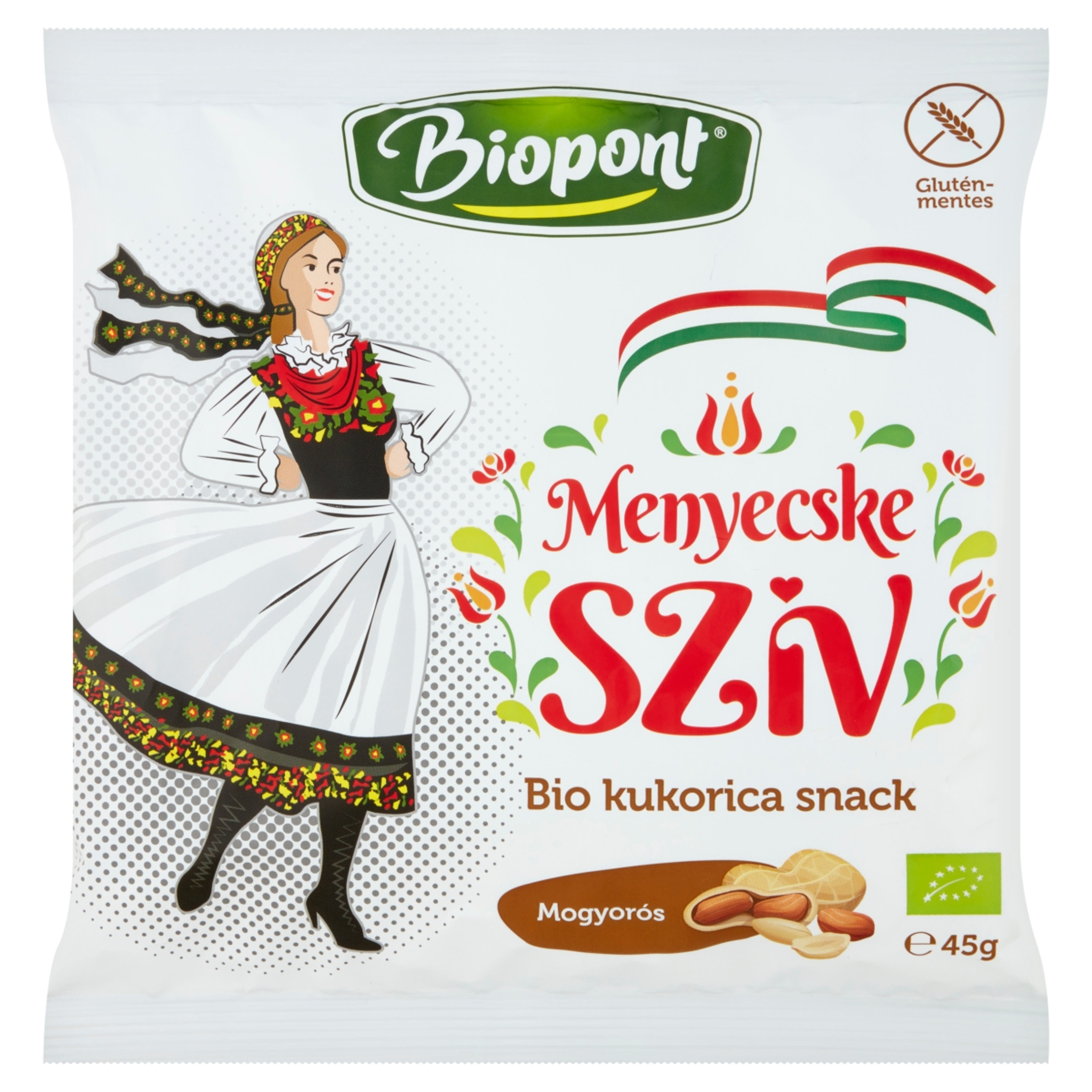 Biopont Menyecske Szív kukorica snack mogyorós - 45 g