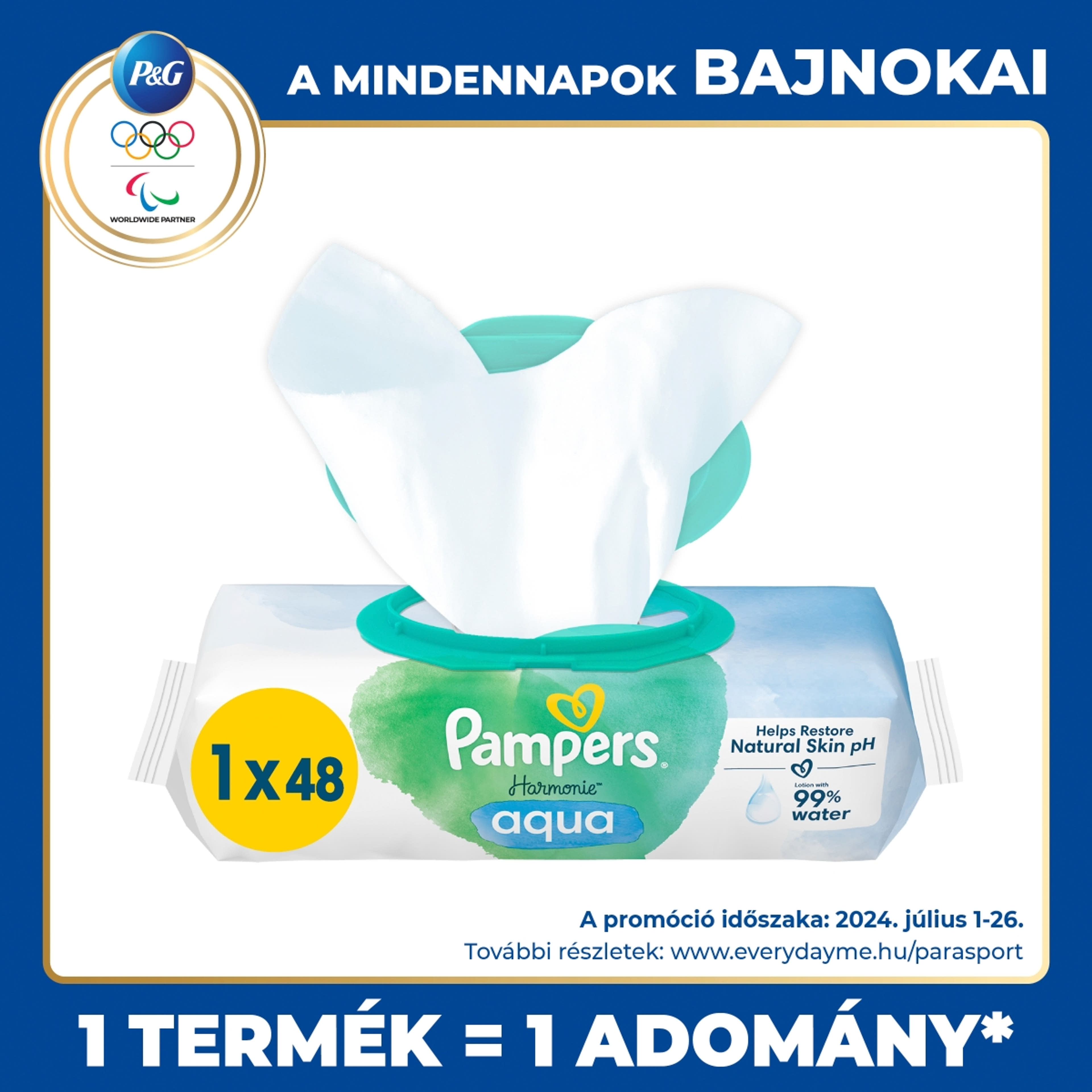 Pampers Harmonie Aqua nedves baba törlőkendő - 48 db