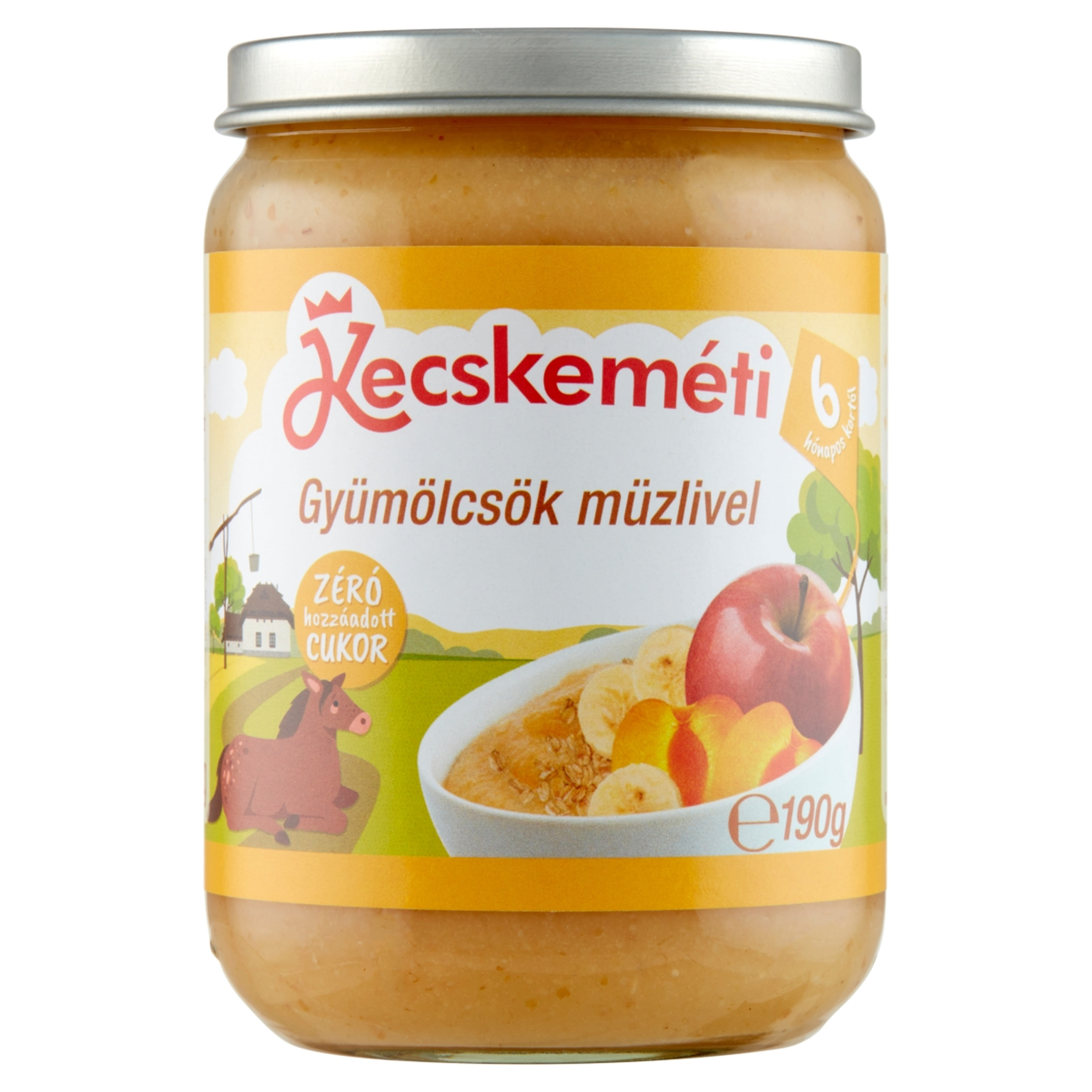 Kecskeméti Bébiétel Gyümölcs Müzli Ízesítéssel 6 Hónapos Kortól - 190 g-1