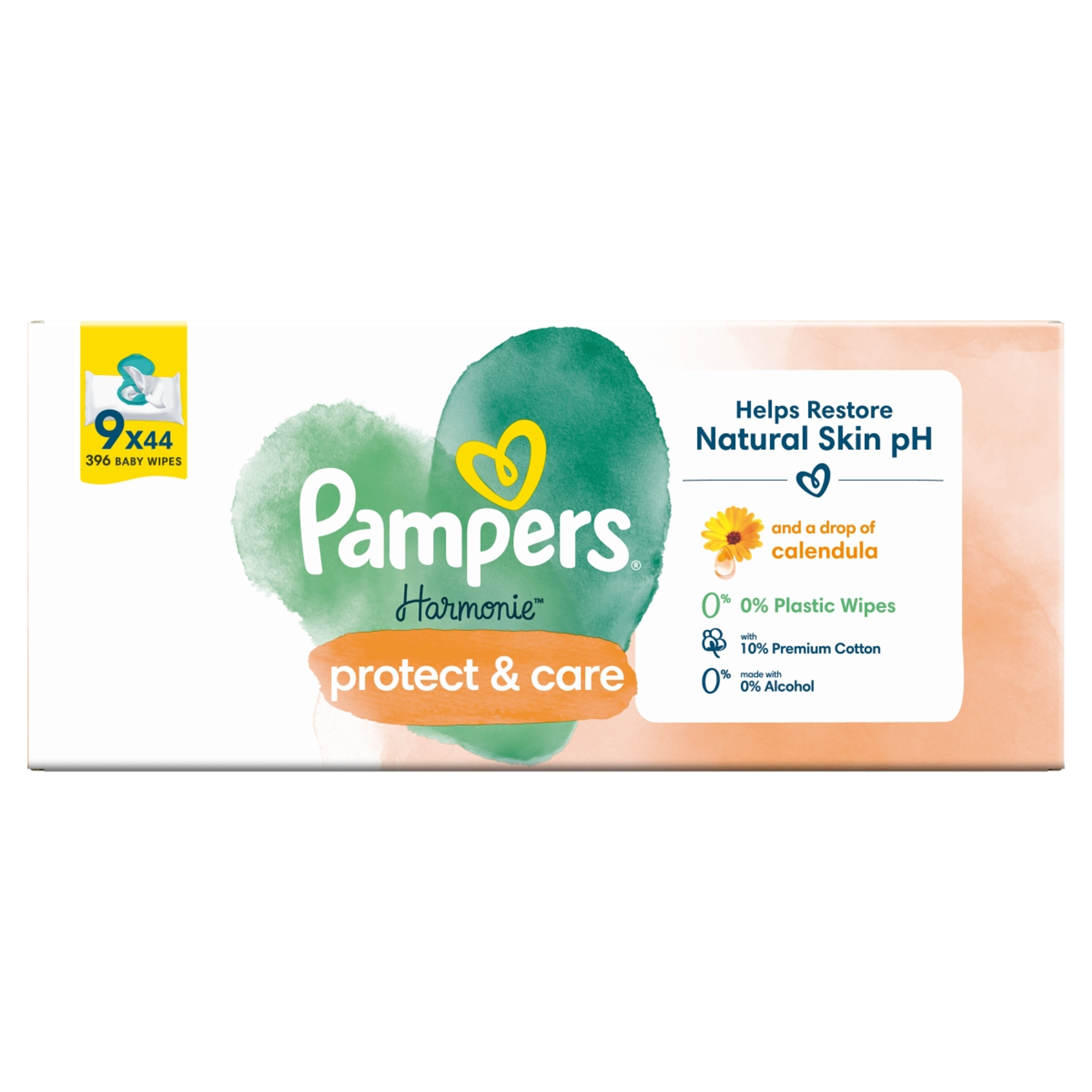 Pampers Harmonie Protect & Care Körömvirágos törlőkendő 9x44 db - 396 db