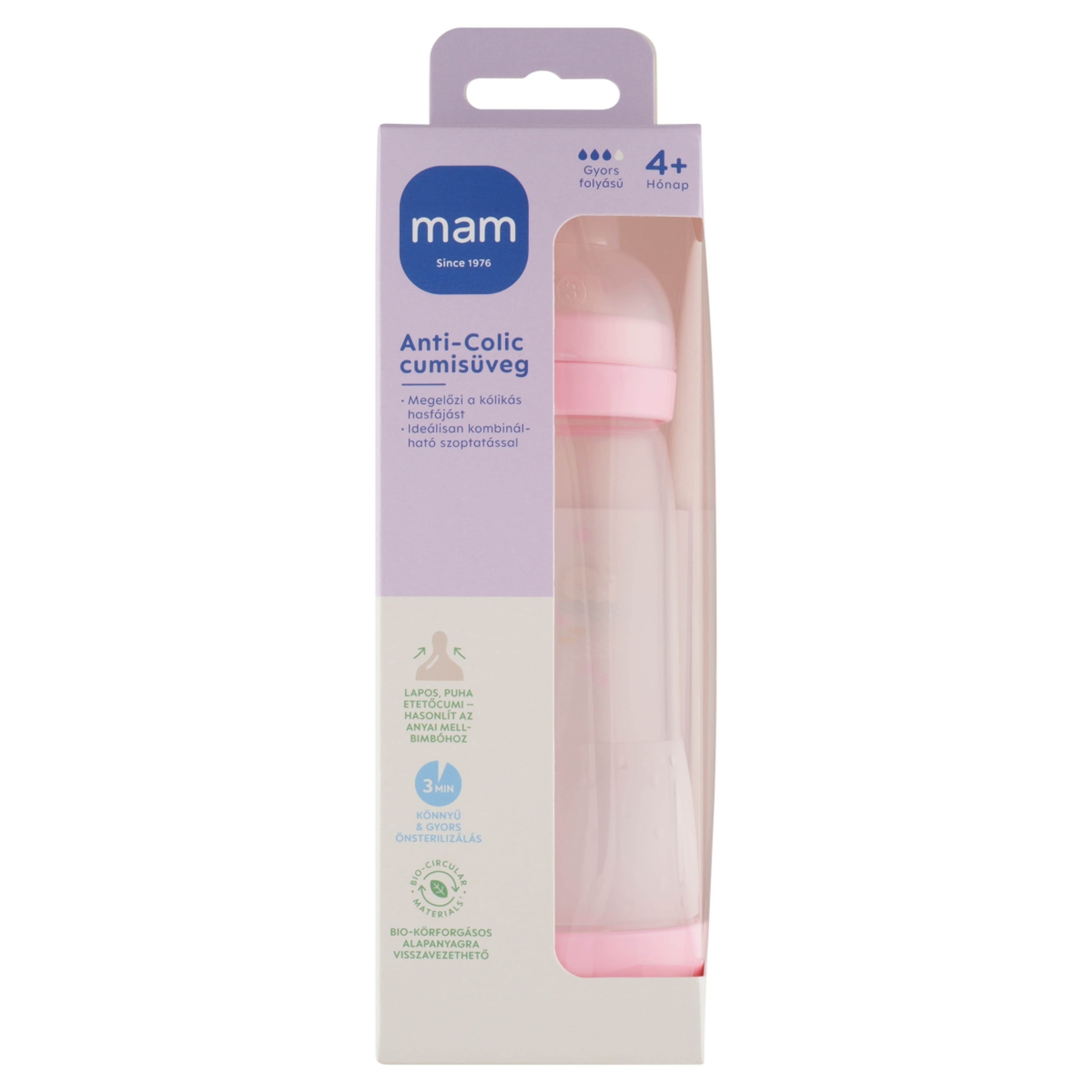 MAM Anti-Colic cumisüveg 4 hónapos kortól 320 ml - 1 db