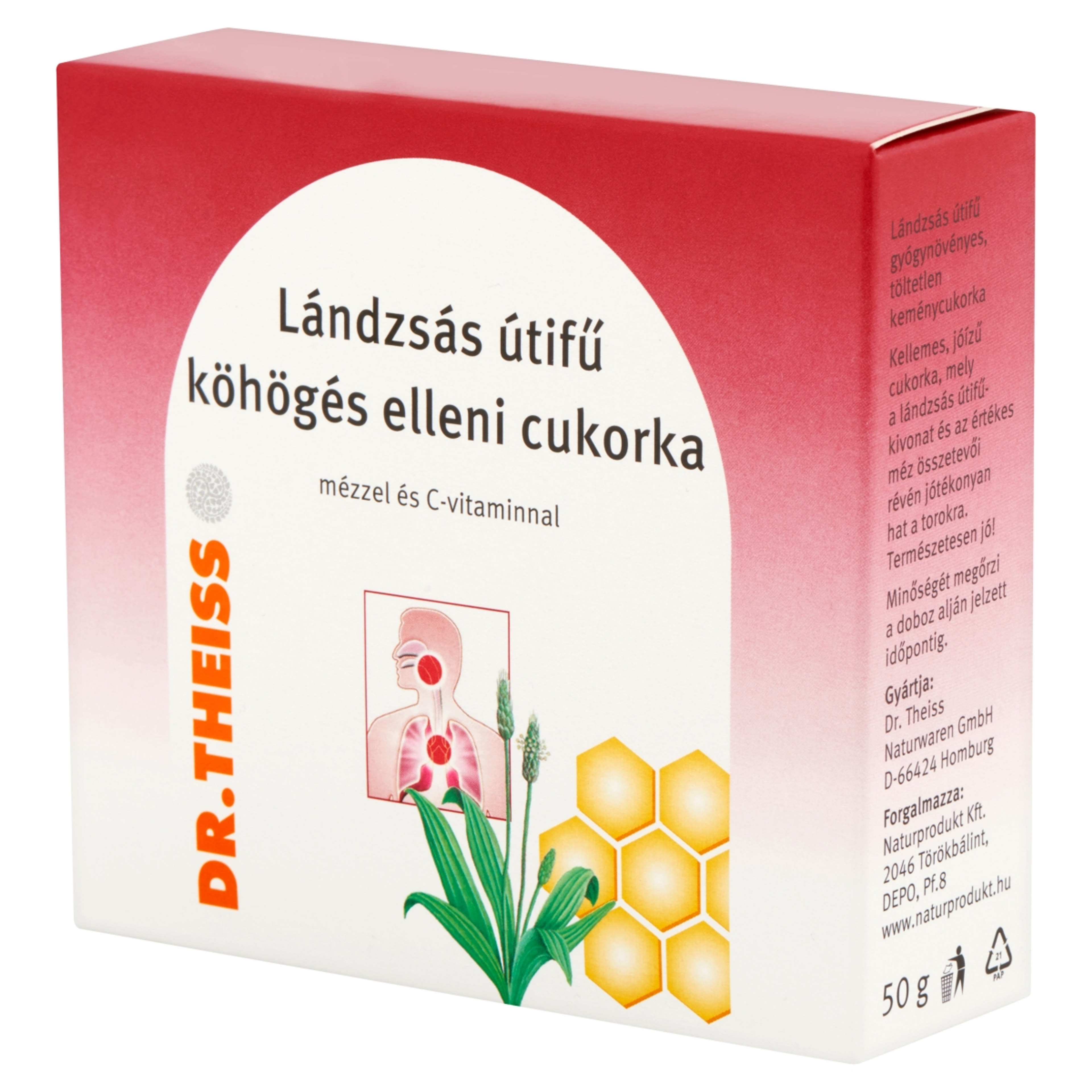 Dr.Theiss Lándzsás Útifű Mézzel És C-Vitaminnal Köhögés Ellen Cukorka - 50 g-3