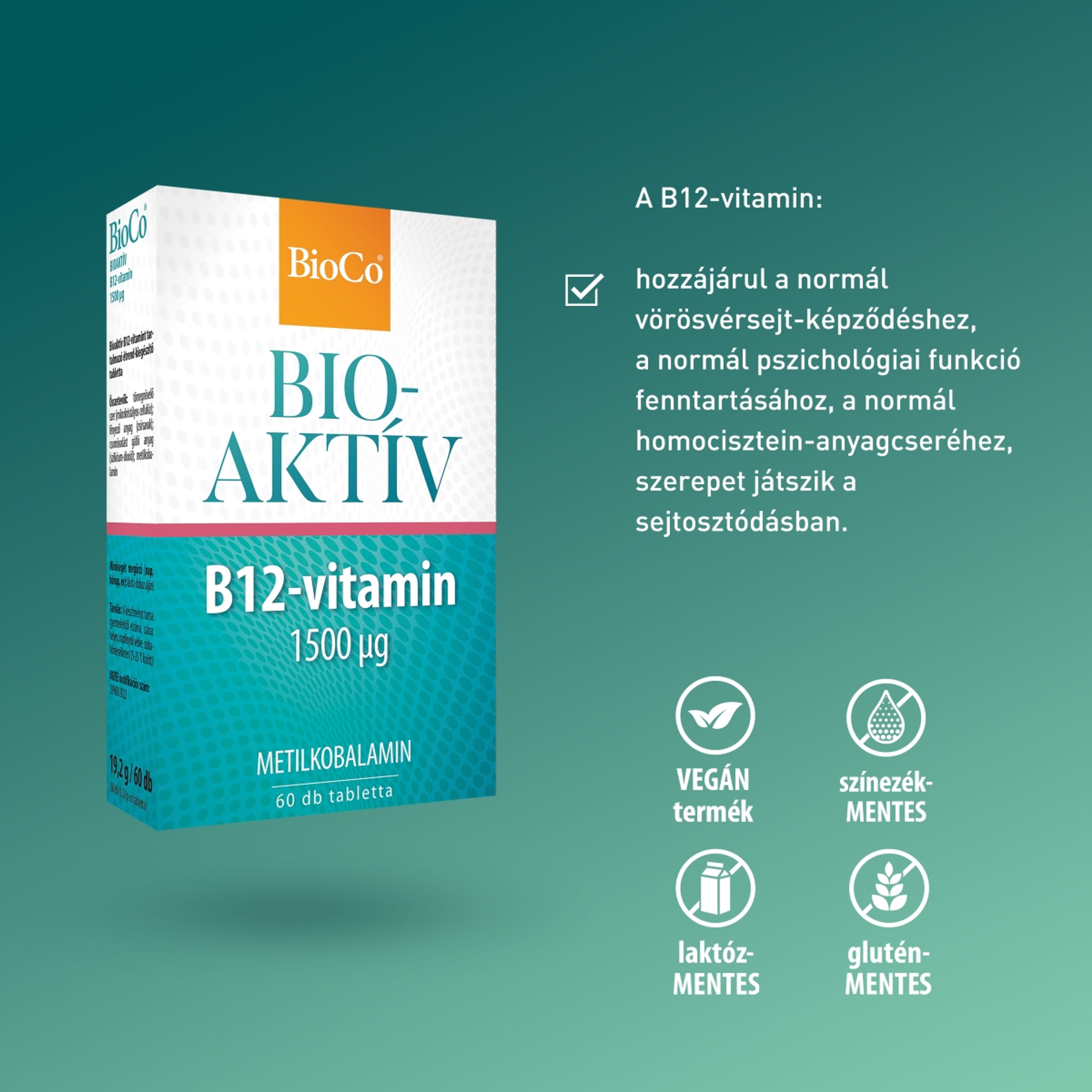 BioCo Bioaktív B12-vitamint 1500 MCG étrend-kiegészítő tabletta - 60 db-4
