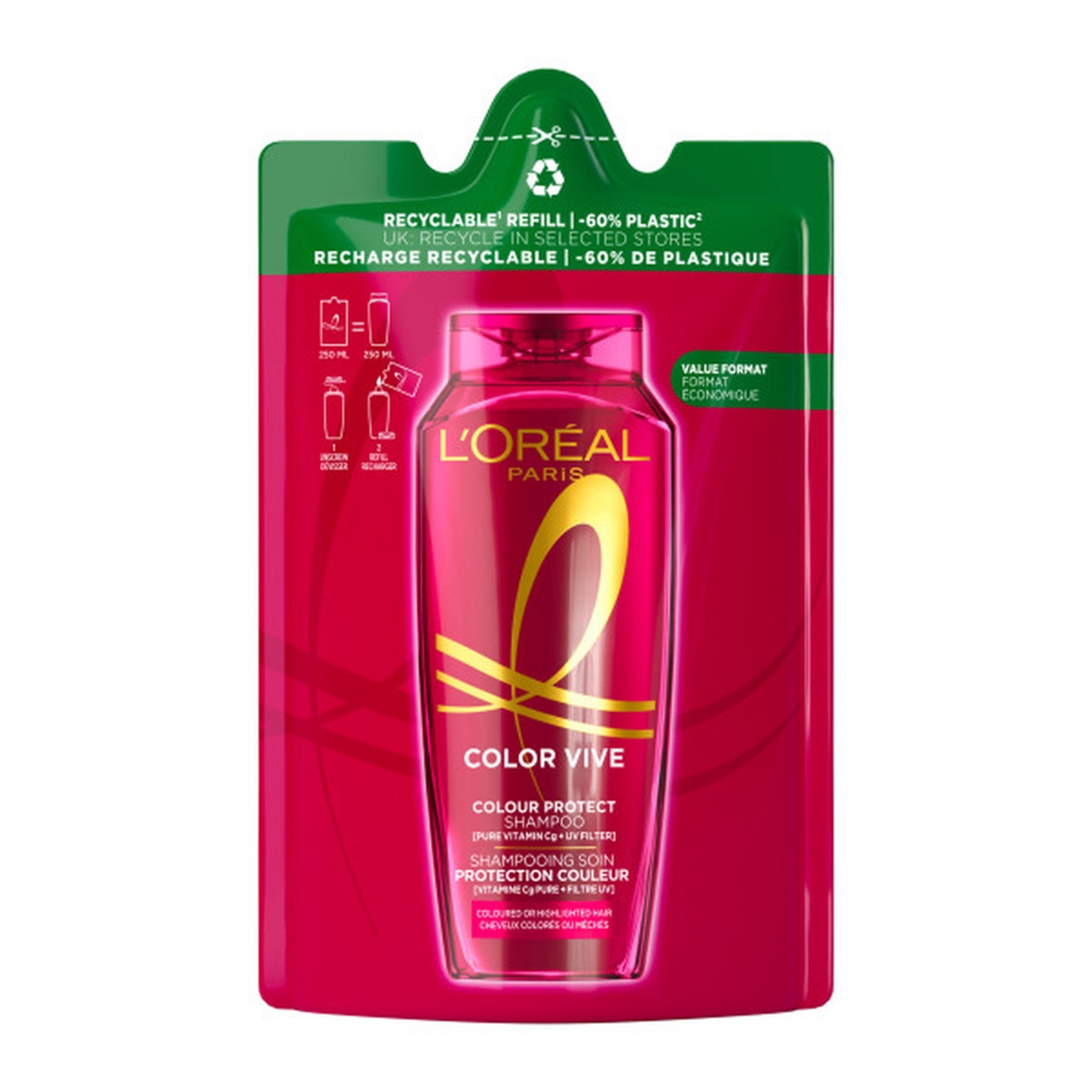 L'Oréal Paris Elseve Color Vive sampon utántöltő - 250 ml