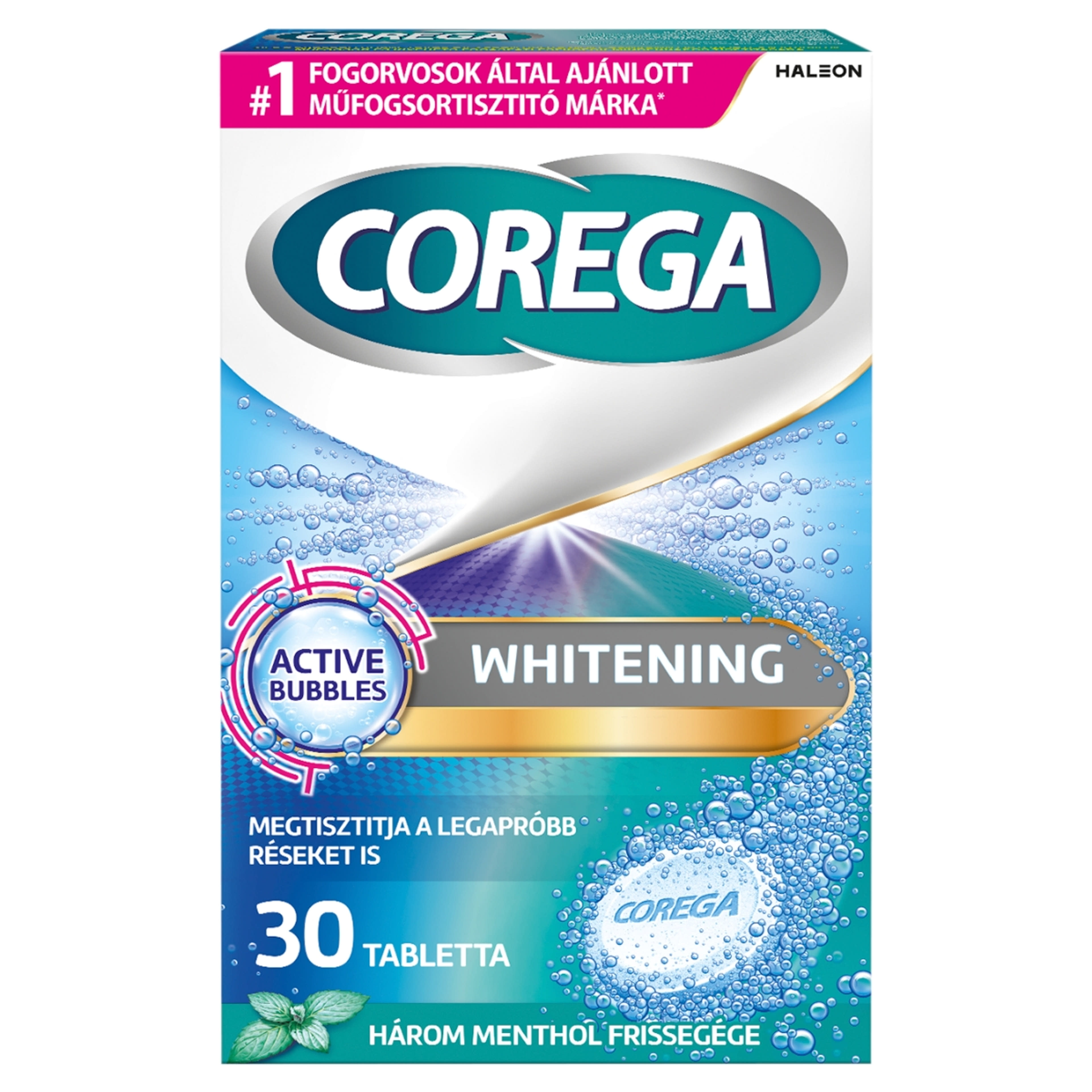 Corega Fehéríto hatású mufogsortisztító tabletta - 30 db