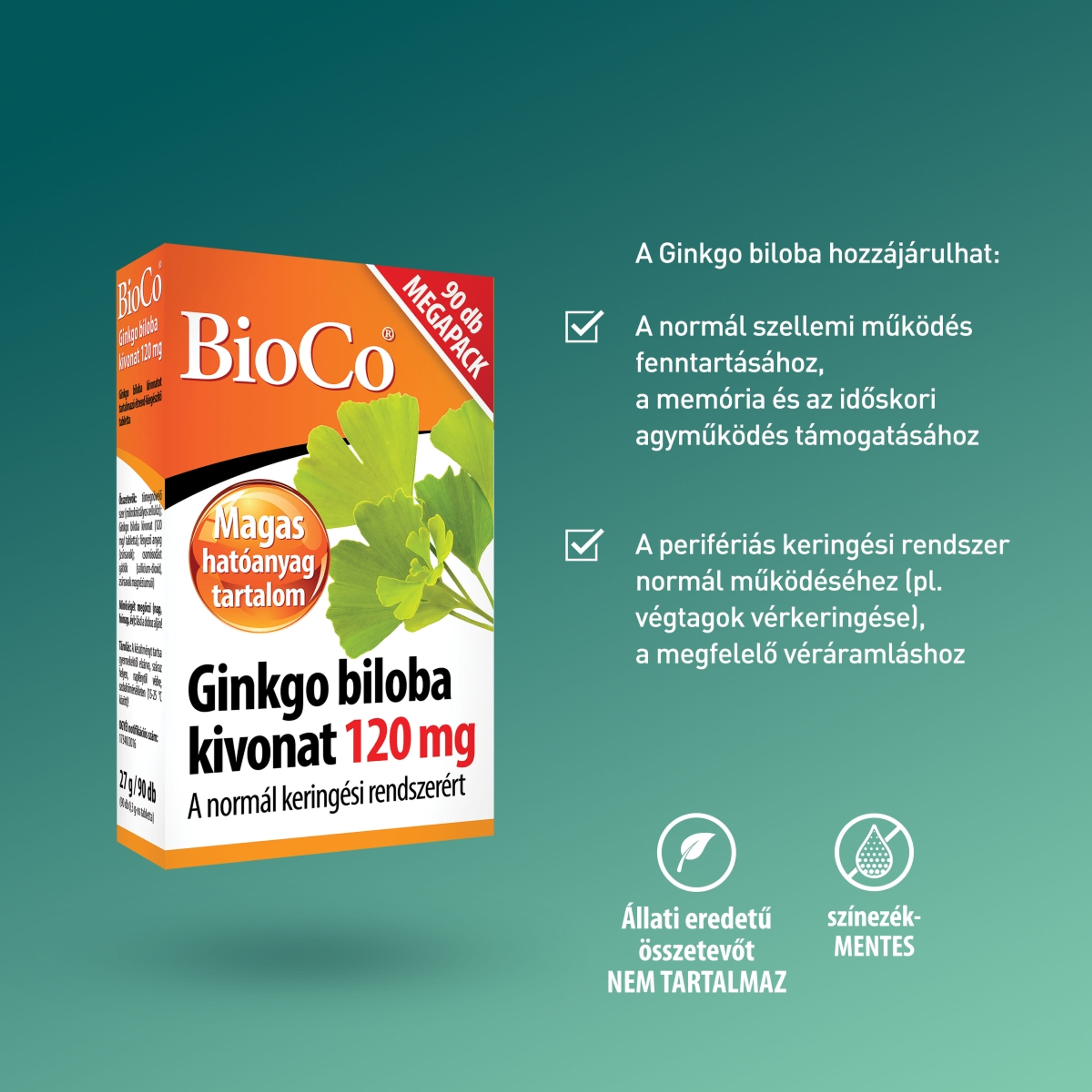 Bioco Ginkgo biloba kivonat étrendkiegészítő tabletta - 90 db-4
