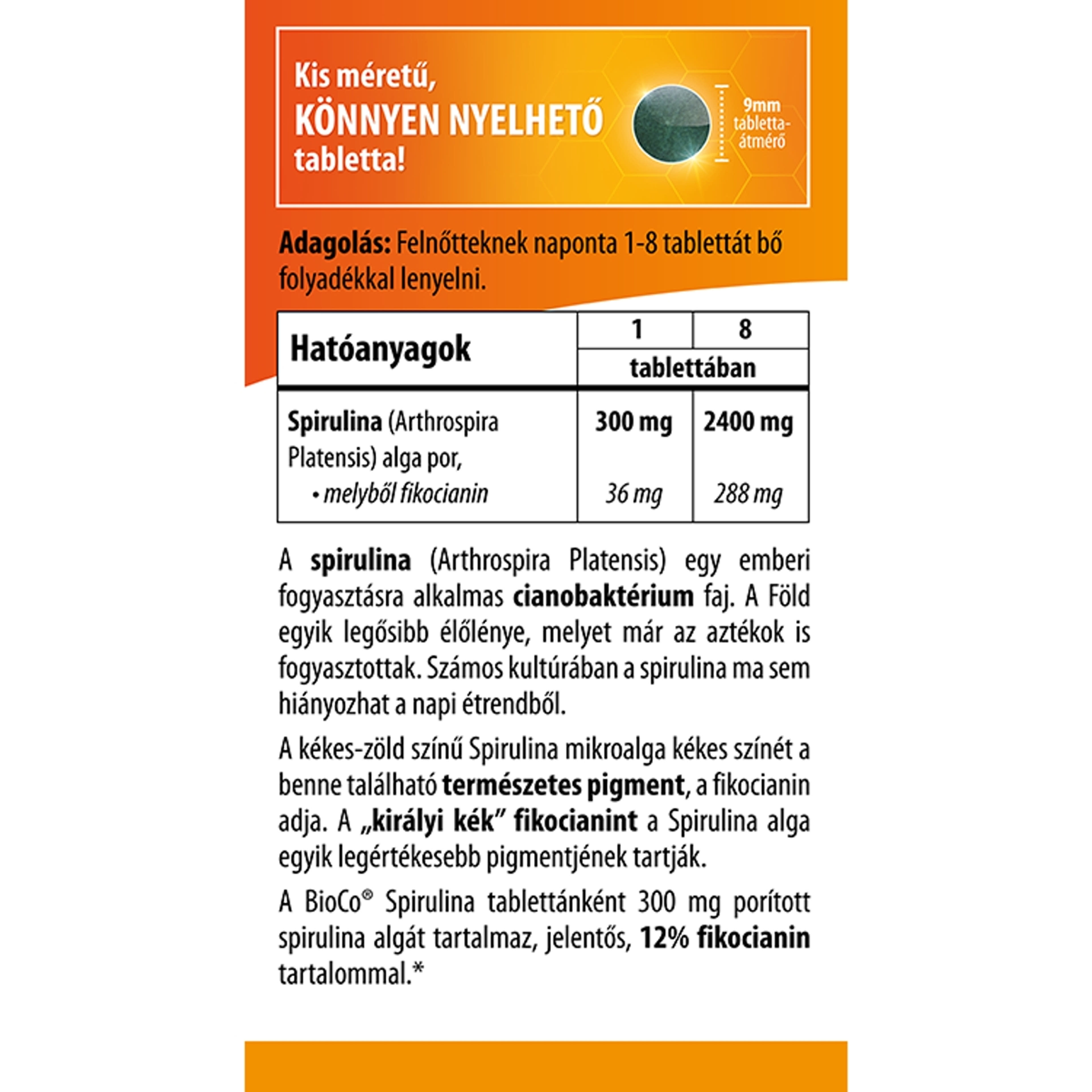 Bioco Spirulina Megapack étrendkiegészítő tabletta - 200 db-3