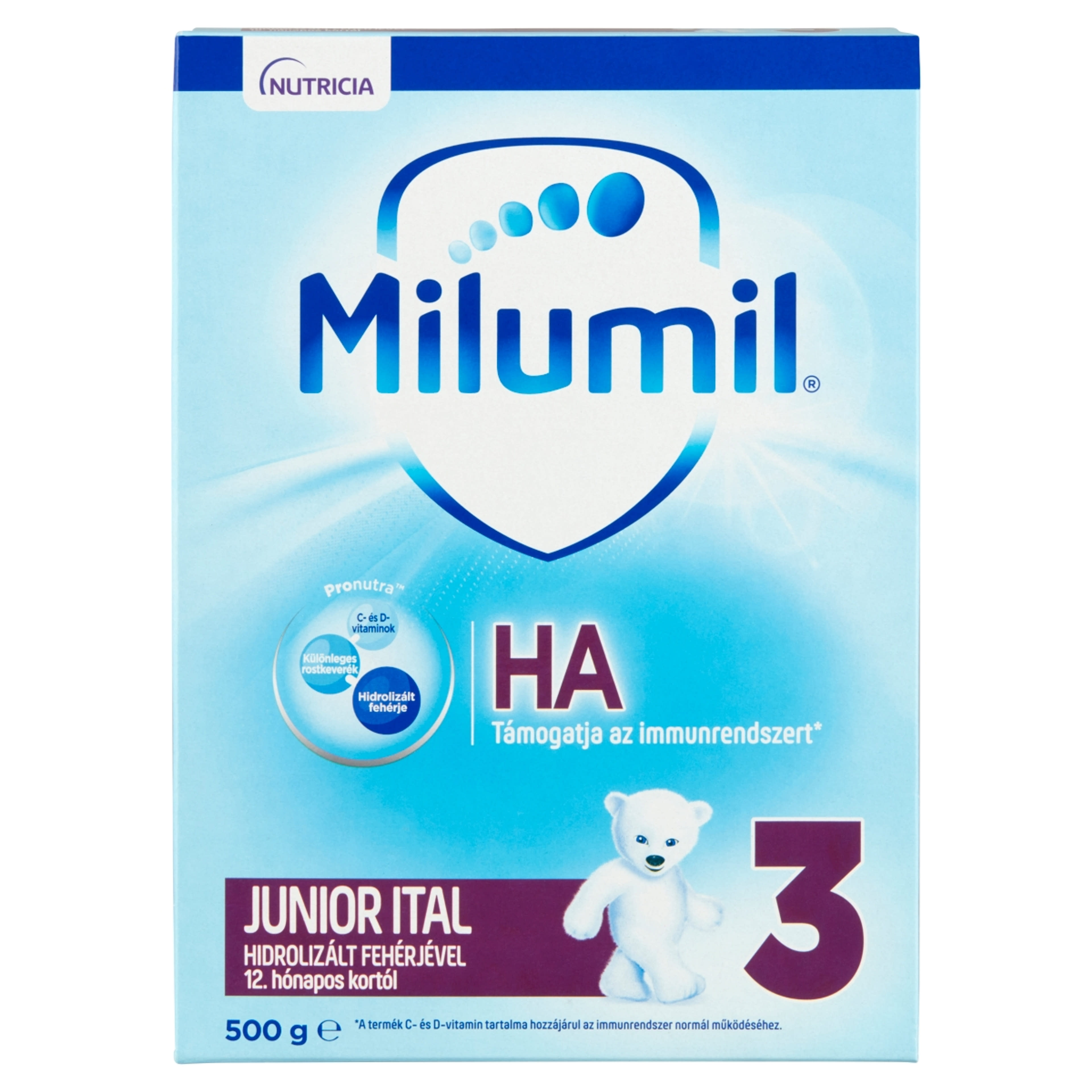 Milumil HA 3 Junior anyatej-kiegészítő tápszer 12. hónapos kortól - 500 g