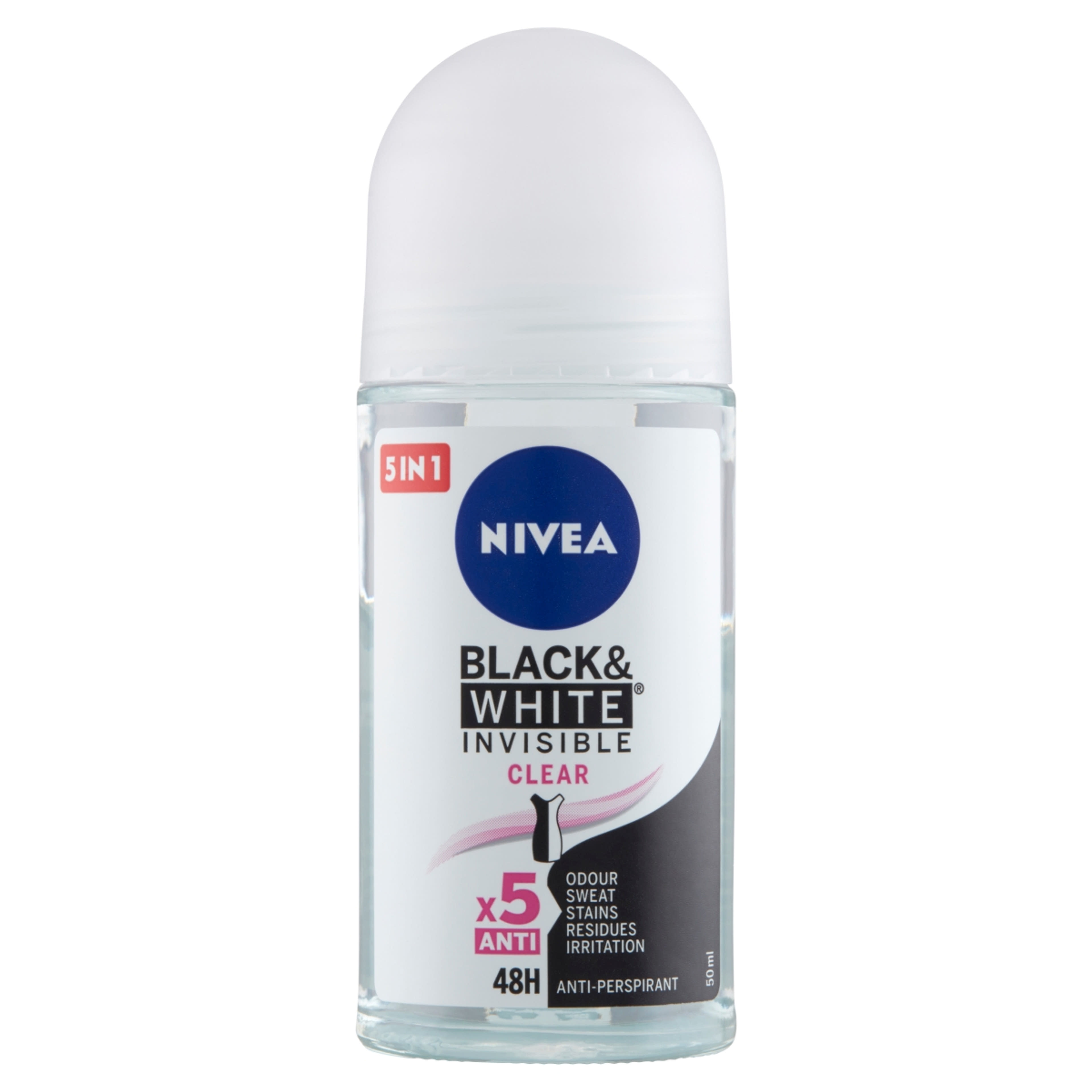 NIVEA Izzadásgátló golyós dezodor Black & White Invisible Clear - 50 ml