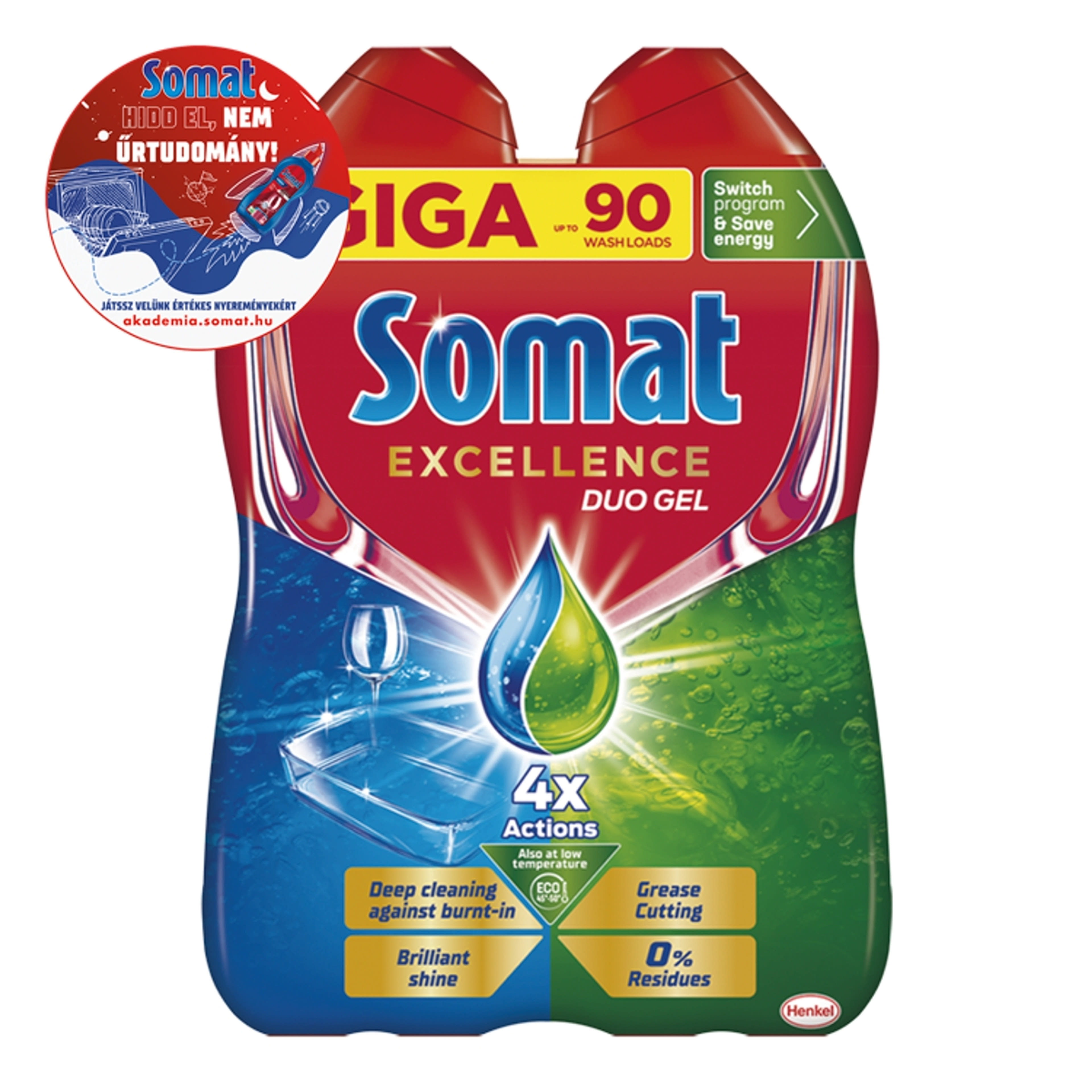 Somat Excellence Duo Gel gépi mosogatószer gél 90 mosogatás - 1620 ml