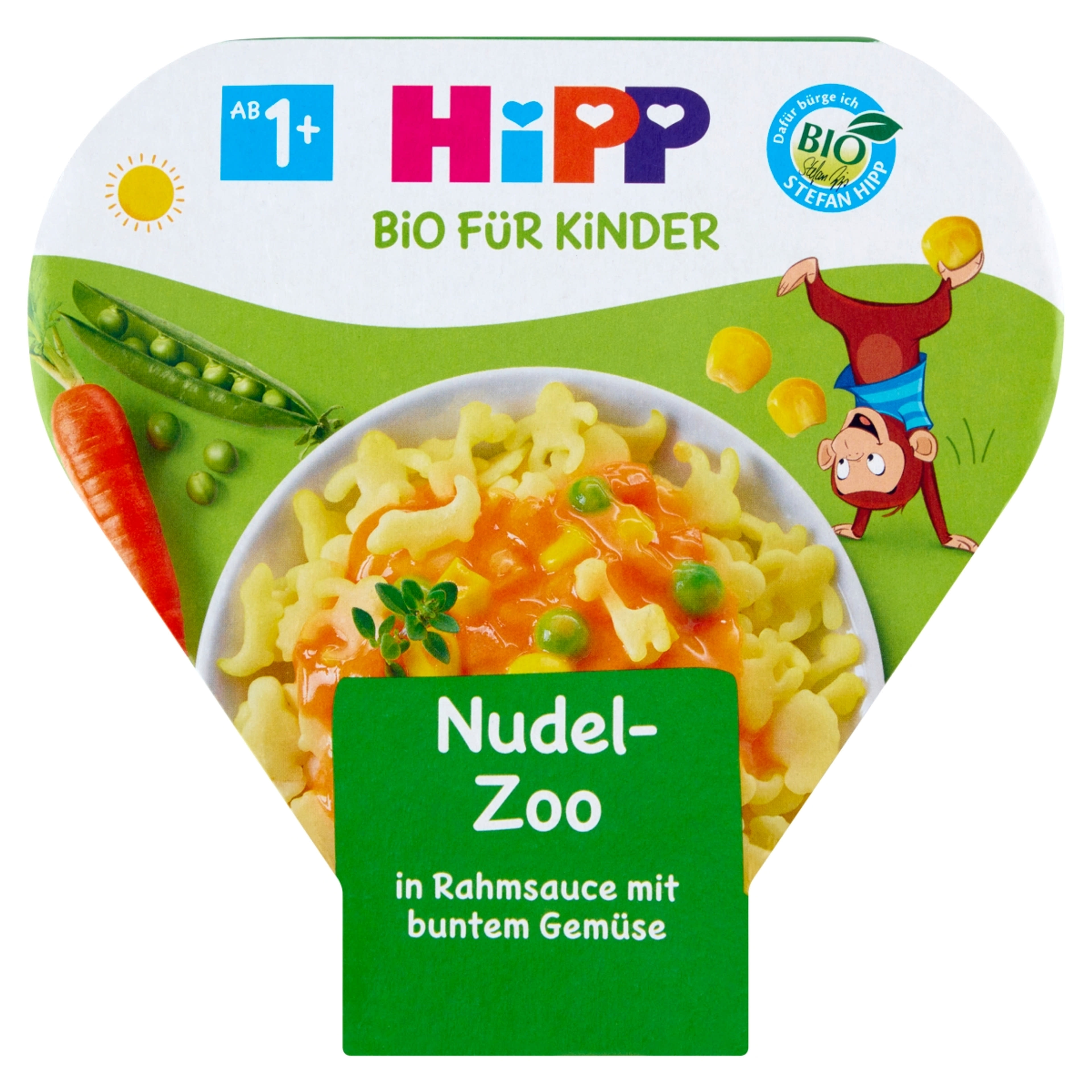 HiPP Bio állatfigurás tészta zöldségekkel tejszínes szószban tésztakészítmény 1 éves kortól - 250 g