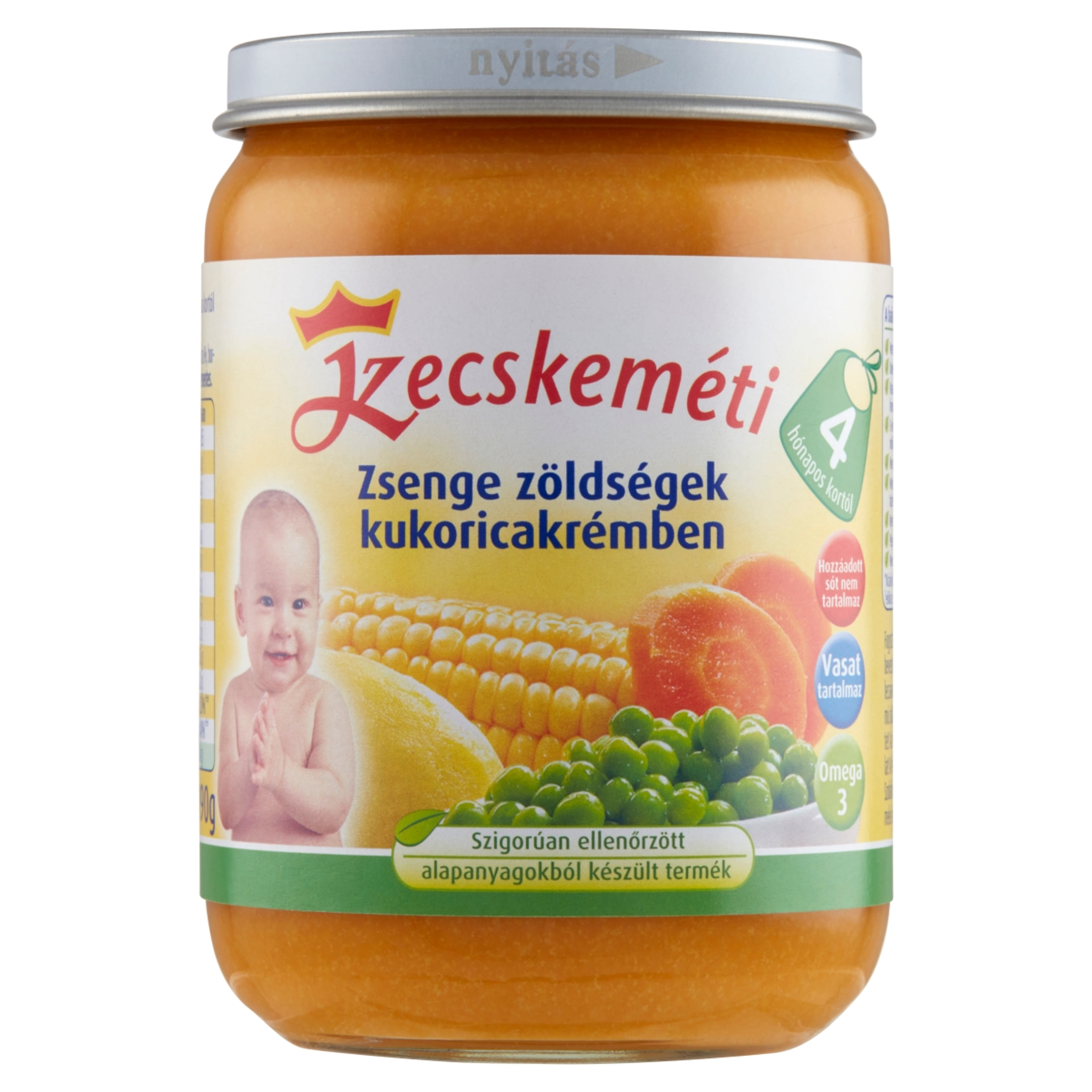 Kecskeméti Bébiétel Zsenge Zöldség Kukoricakrém Ízesítéssel 4 Hónapos Kortól - 190 g-1