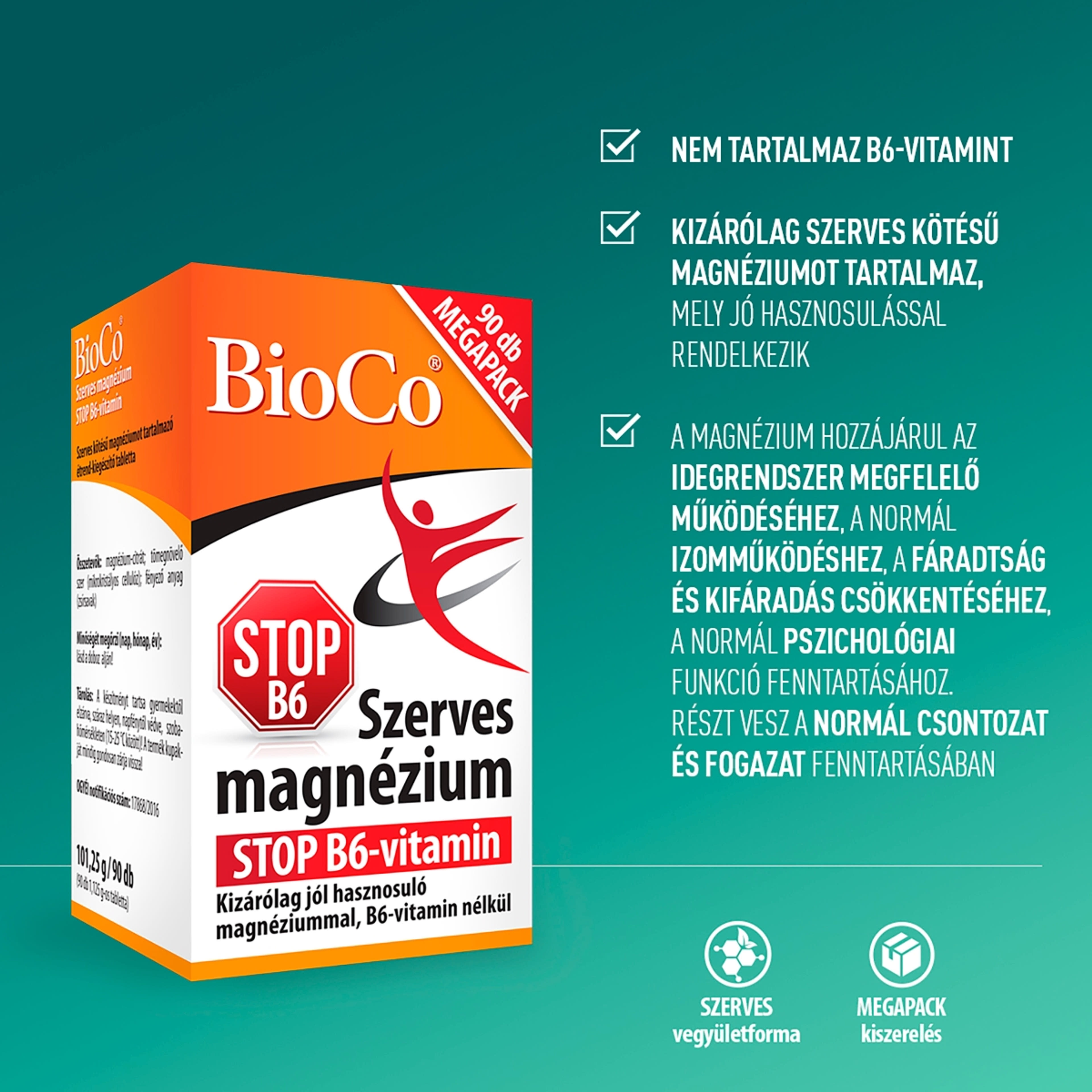 Bioco szerves magnézium stop B6 vitamin tabletta - 90 db-3