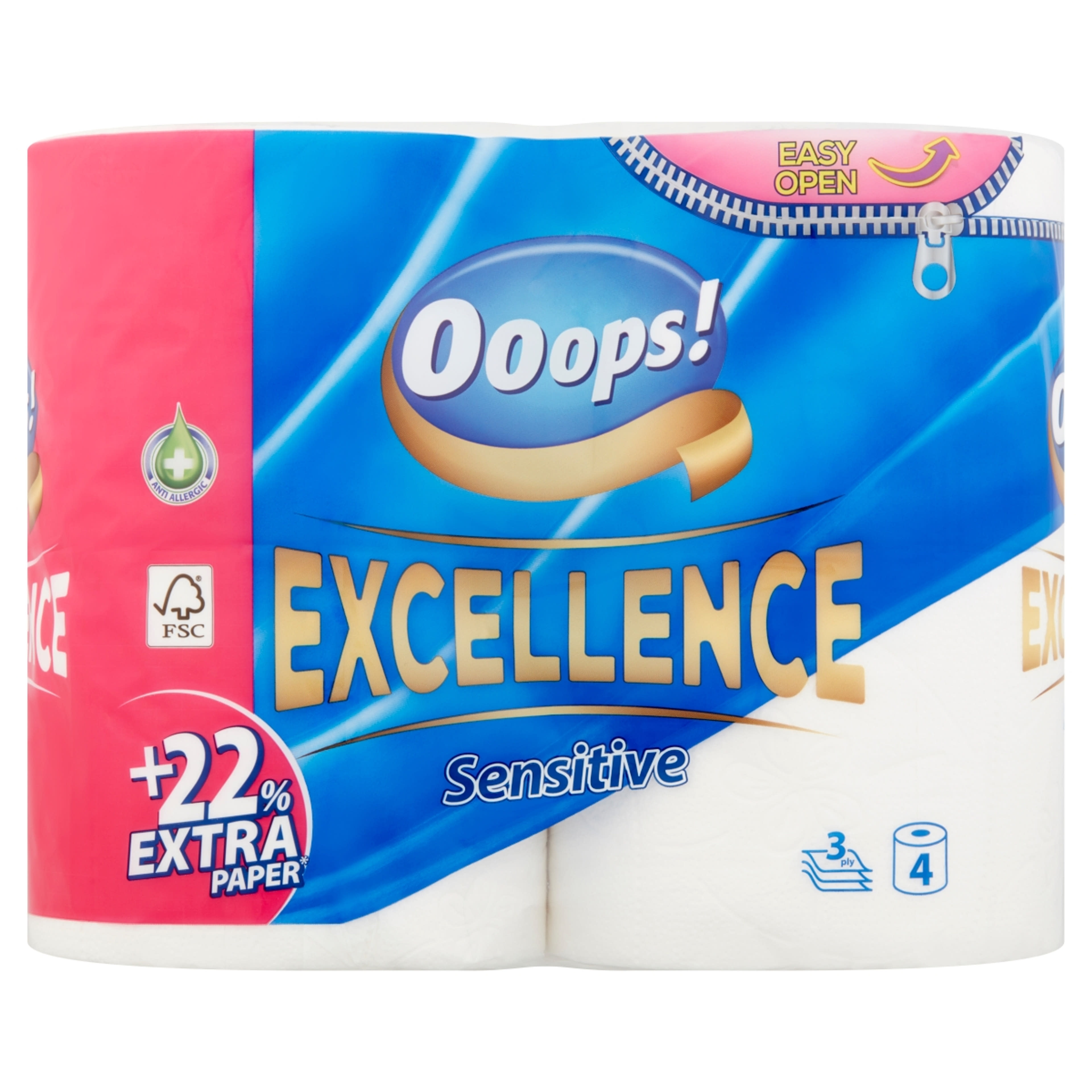 Ooops! Excellence Sensitive toalettpapír 3 rétegű - 4 db
