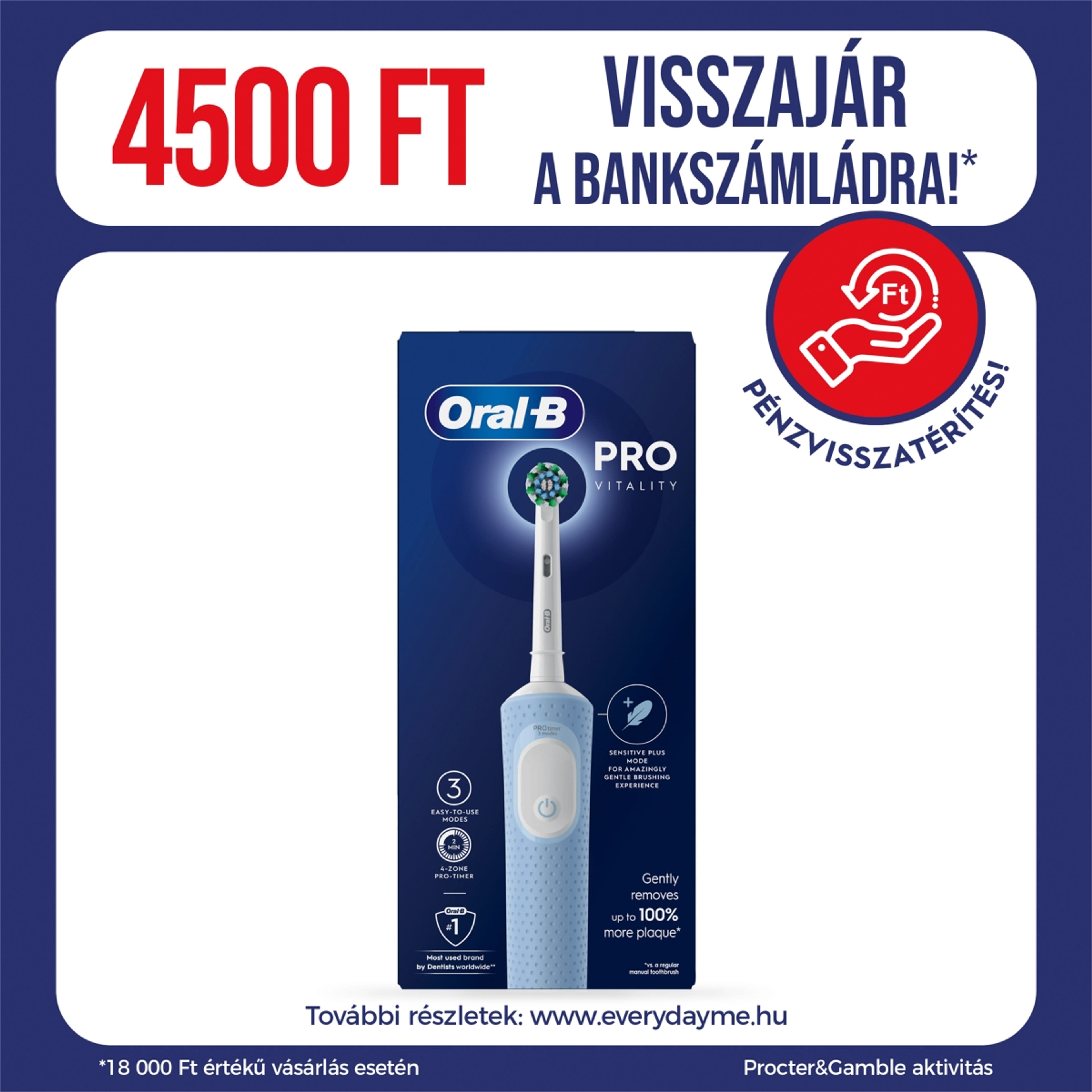 Oral-B Vitality Pro elektromos fogkefe, fehér - 1 db