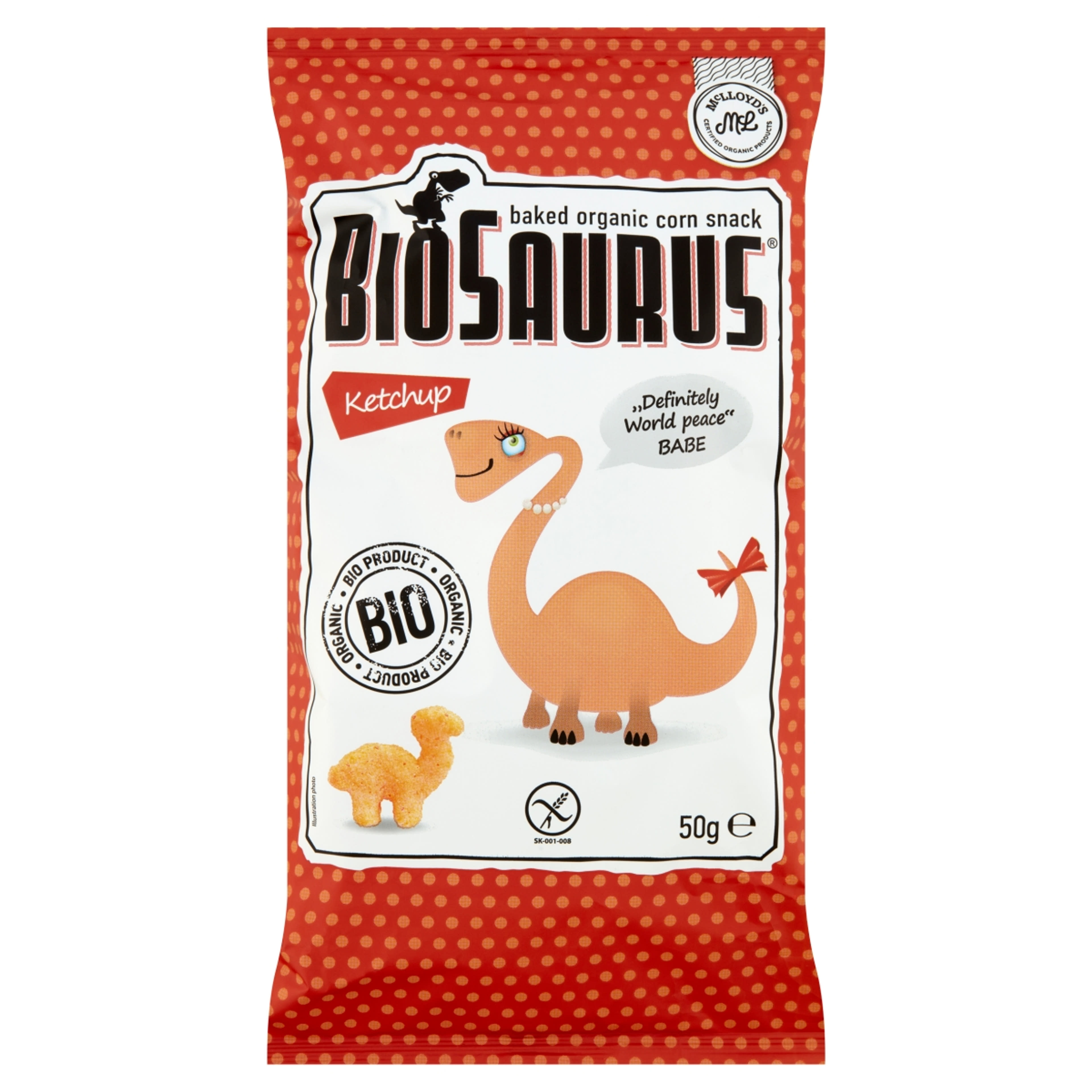 Biopont Biosaurus ketchupos ízű sült kukoricás snack - 50 g-1