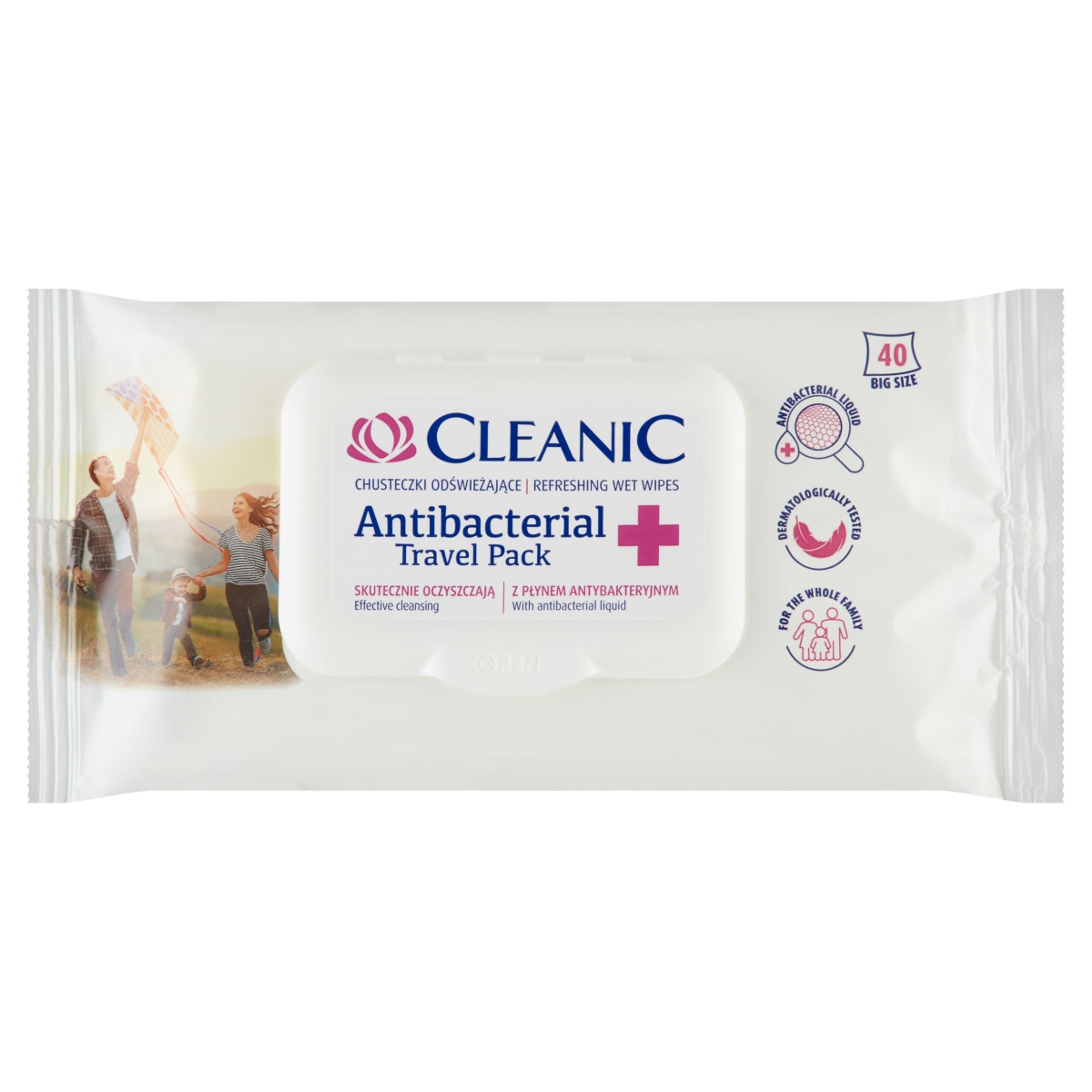 Cleanic antibakteriális nedves törlőkendő - 40 db