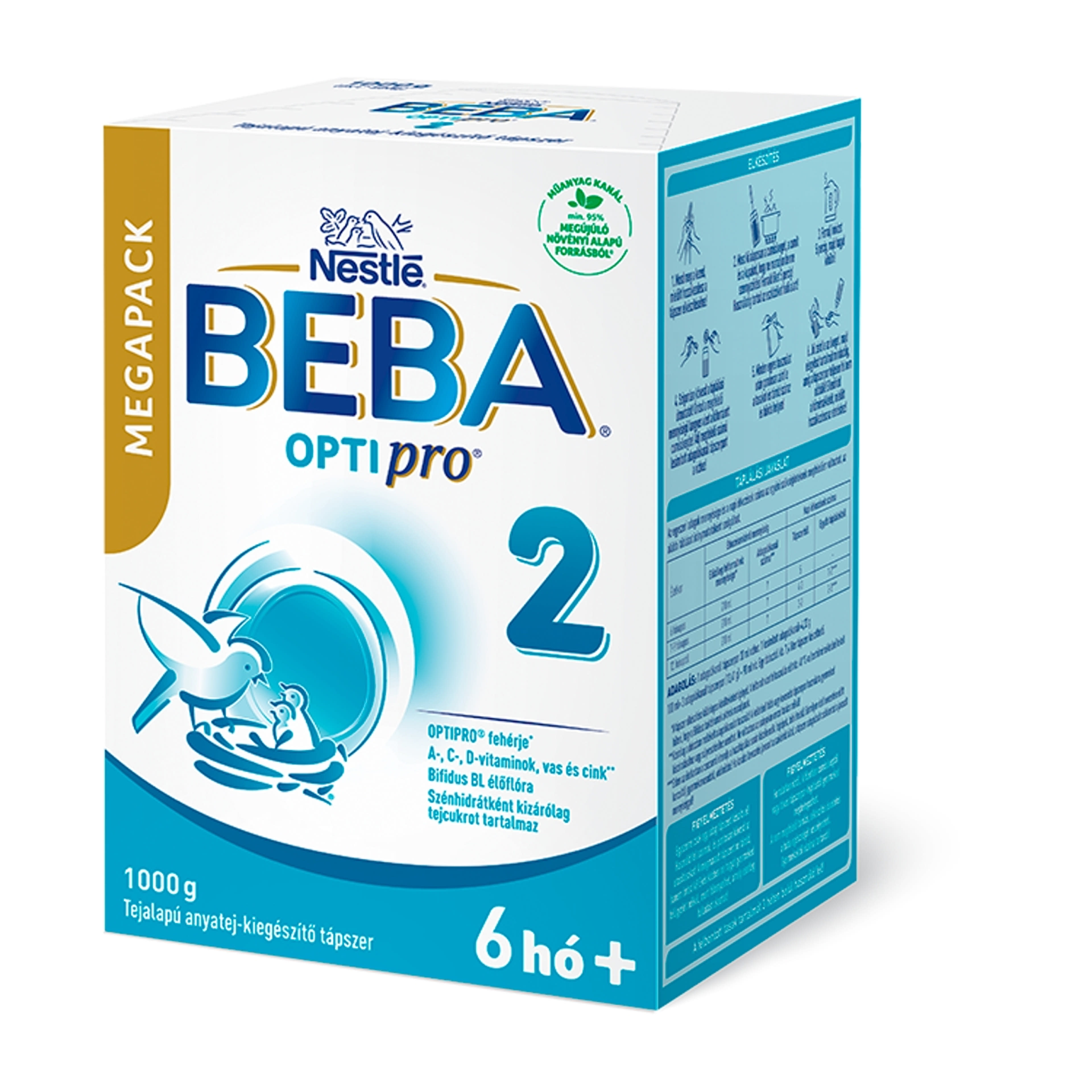 BEBA OPTIPRO 2 tejalapú anyatej-kiegészítő tápszer 6 hónapos kortól MEGAPACK - 1000 g