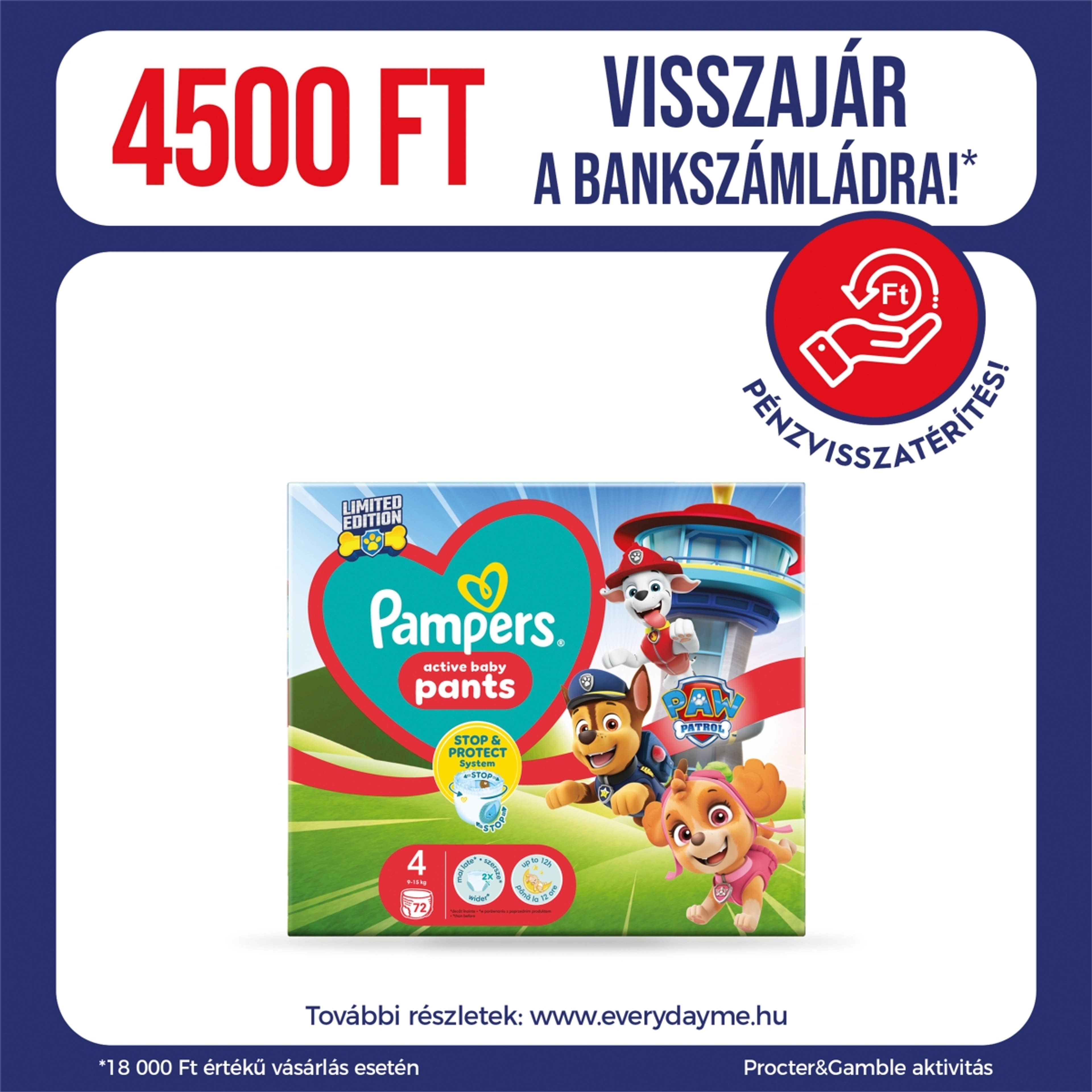 Pampers Pants Mancs Őrjárat bugyipelenka 4-es méret 9-15 kg - 72 db
