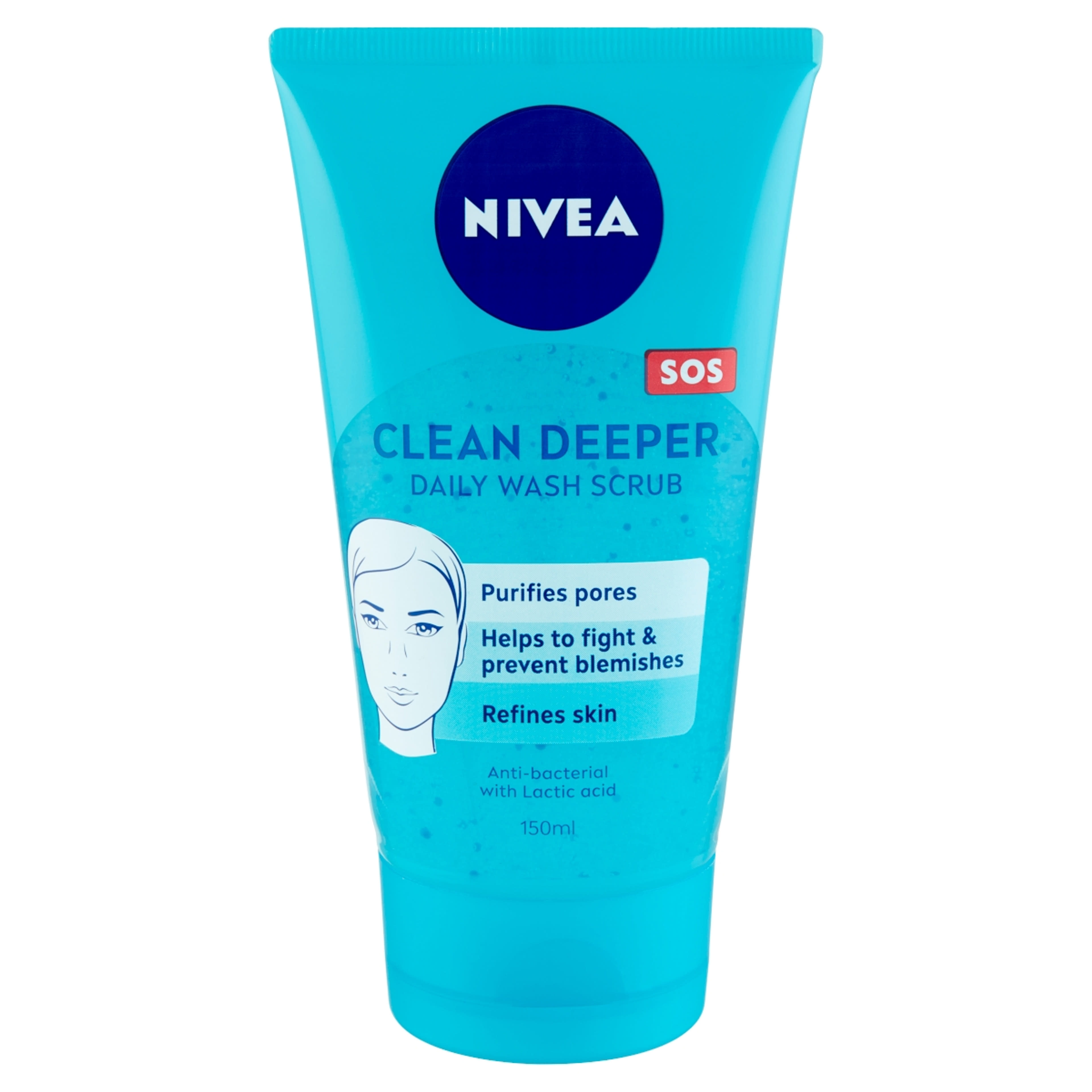 NIVEA Clean Deeper Radírozó Arclemosó Zsíros, Problémás Bőrre - 150 ml-2
