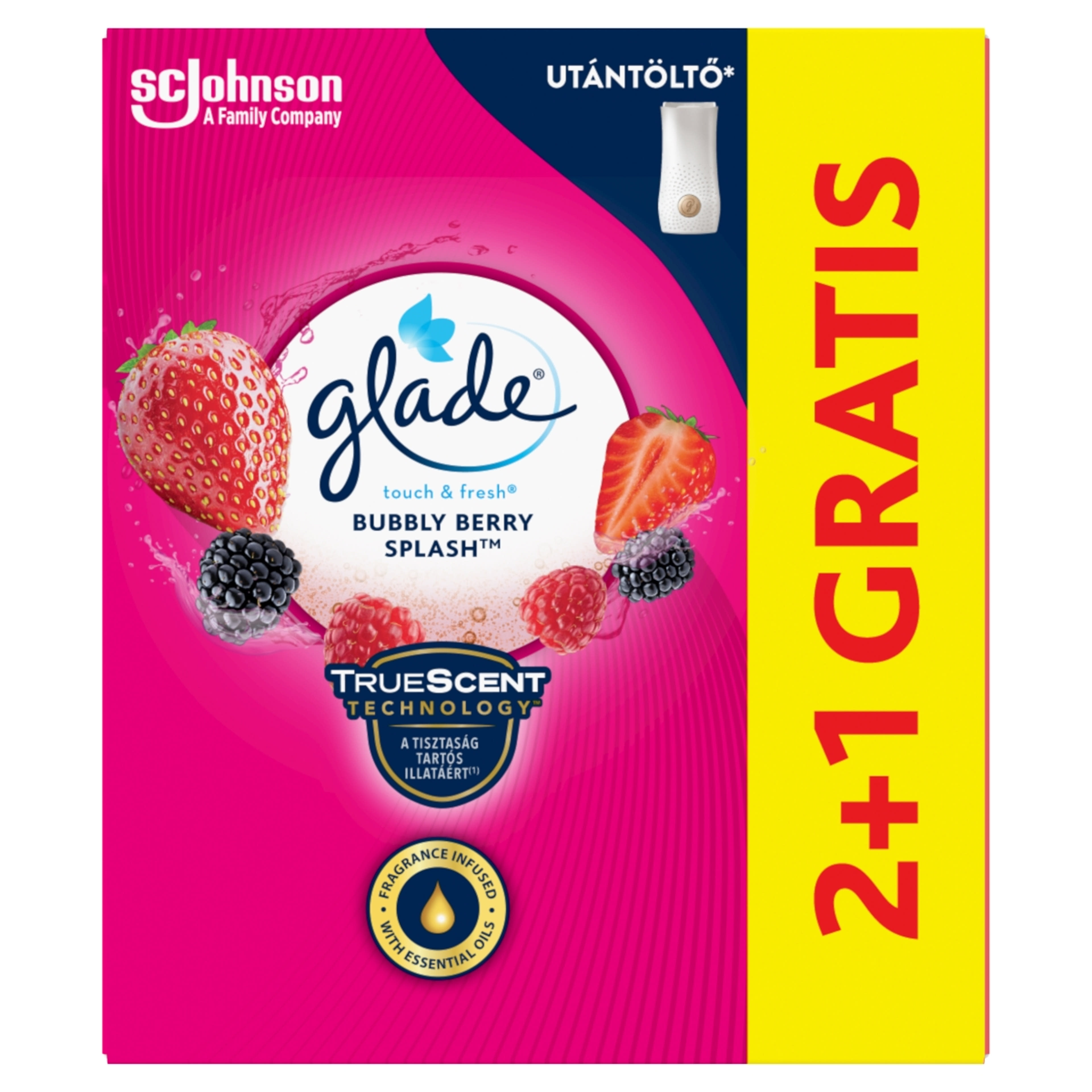 Glade Touch & Fresh Bubbly Berry Splash koncentrált aeroszolos légfrissítő utántöltő 3 db - 30 ml