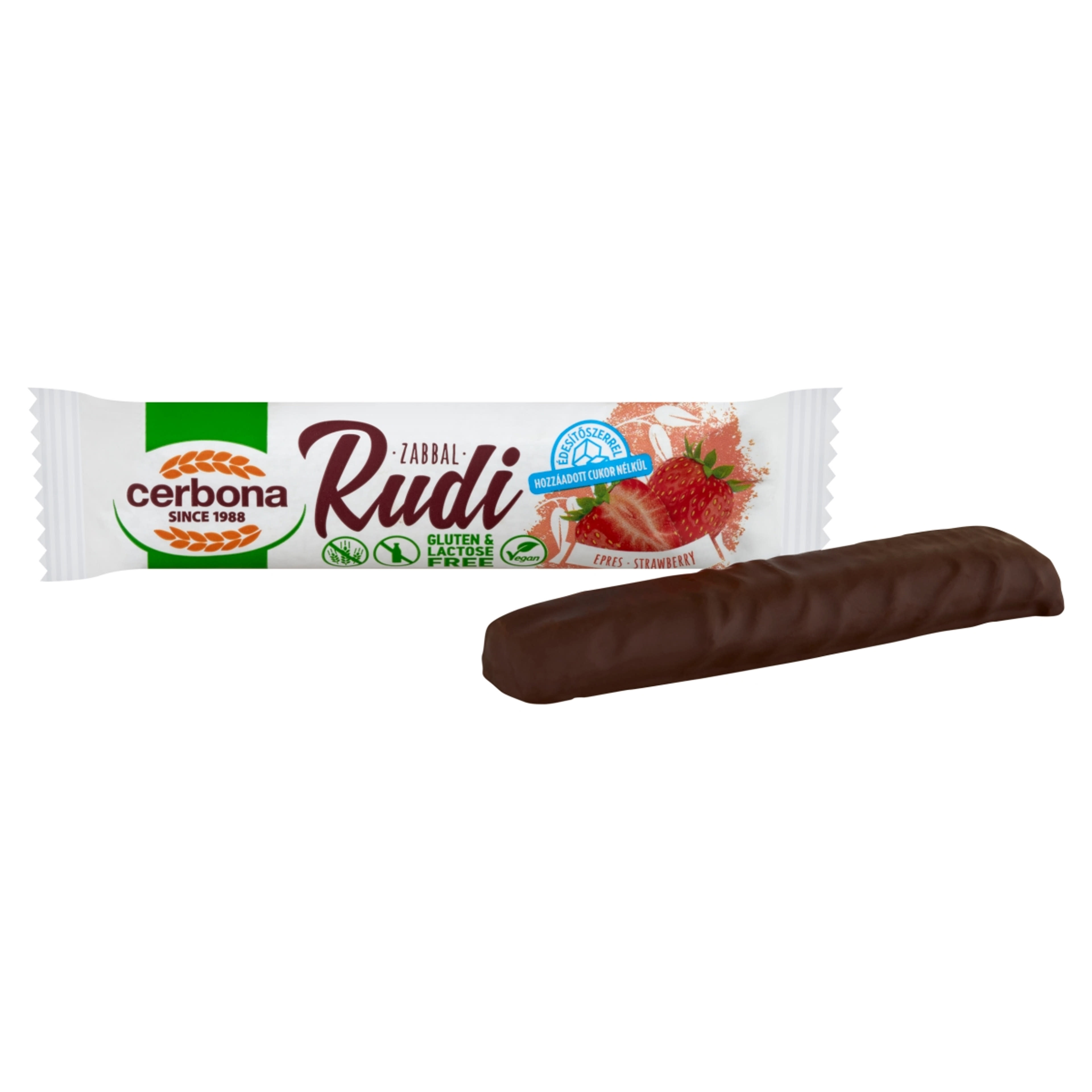 Cerbona Rudi gluténmentes laktózmentes zabrúd epres töltelékkel kakaós bevonattal - 30 g-2