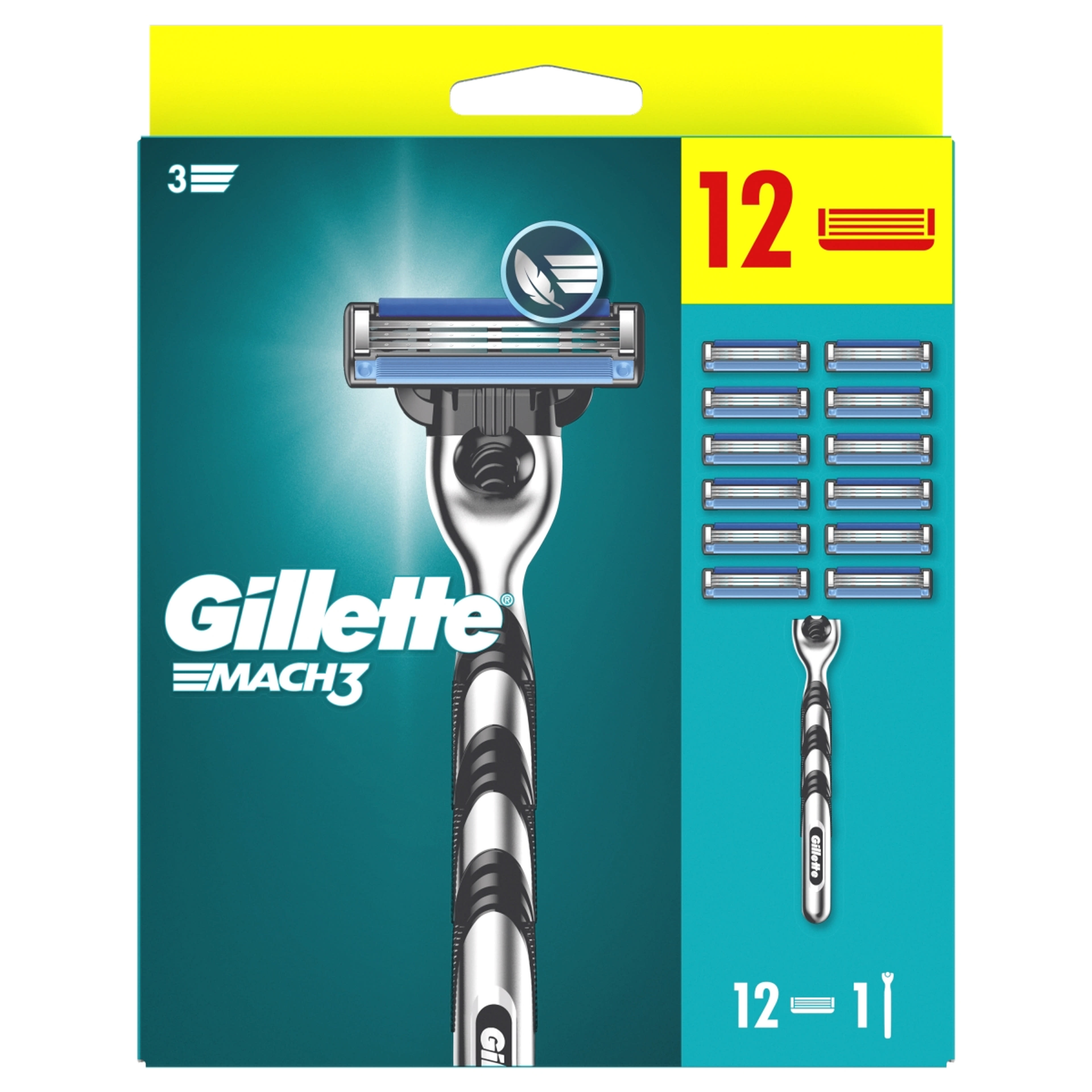 Gillette Mach3 férfi borotva készülék és 12 db borortvabetét - 1 db