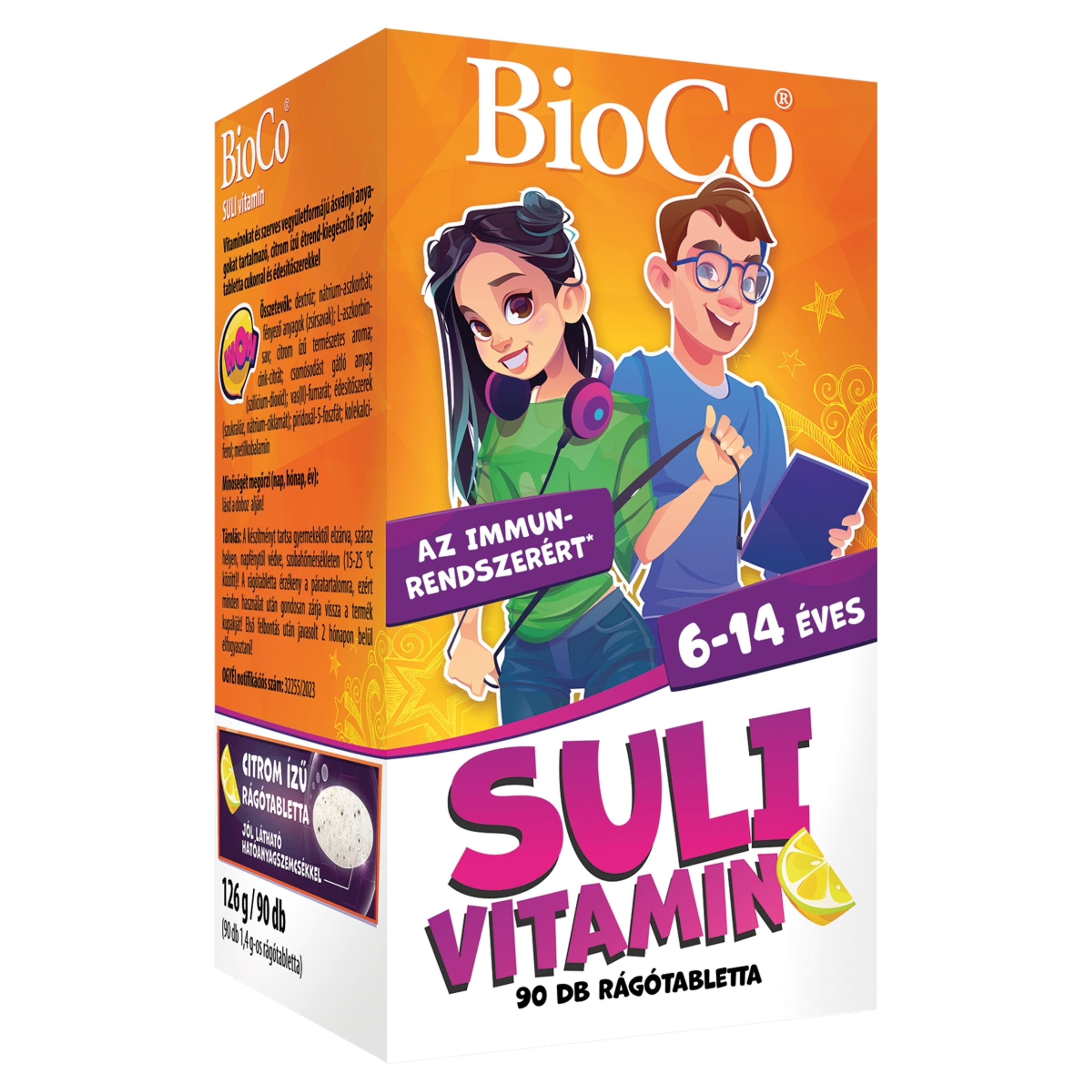 BioCo Suli vitamin étrend-kiegészítő rágótabletta citrom ízű 6-14 éveseknek - 90 db-2