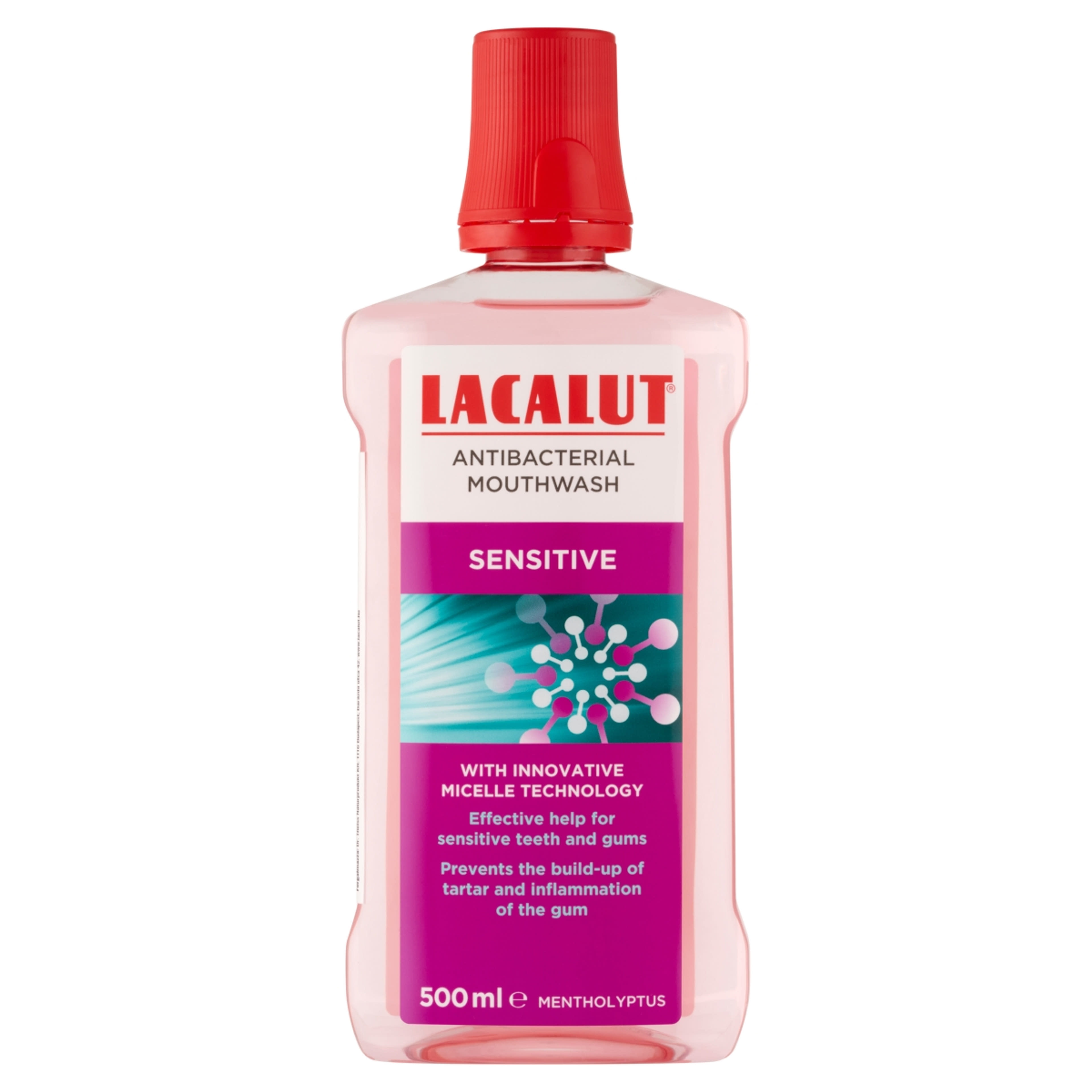 Lacalut Sensitive antibakteriális, micellás szájvíz - 500 ml