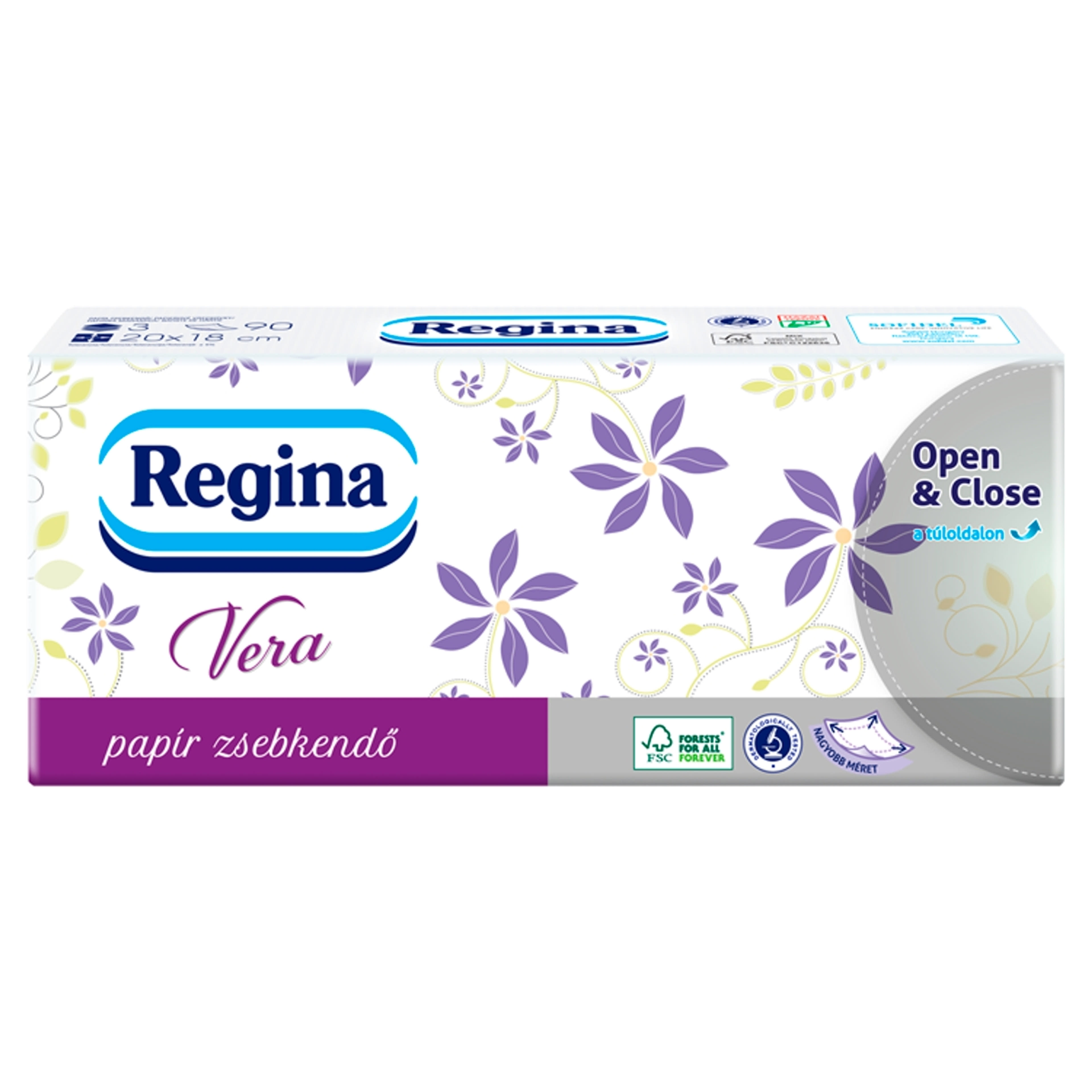 Regina Vera papír zsebkendő 3 rétegű - 90 db