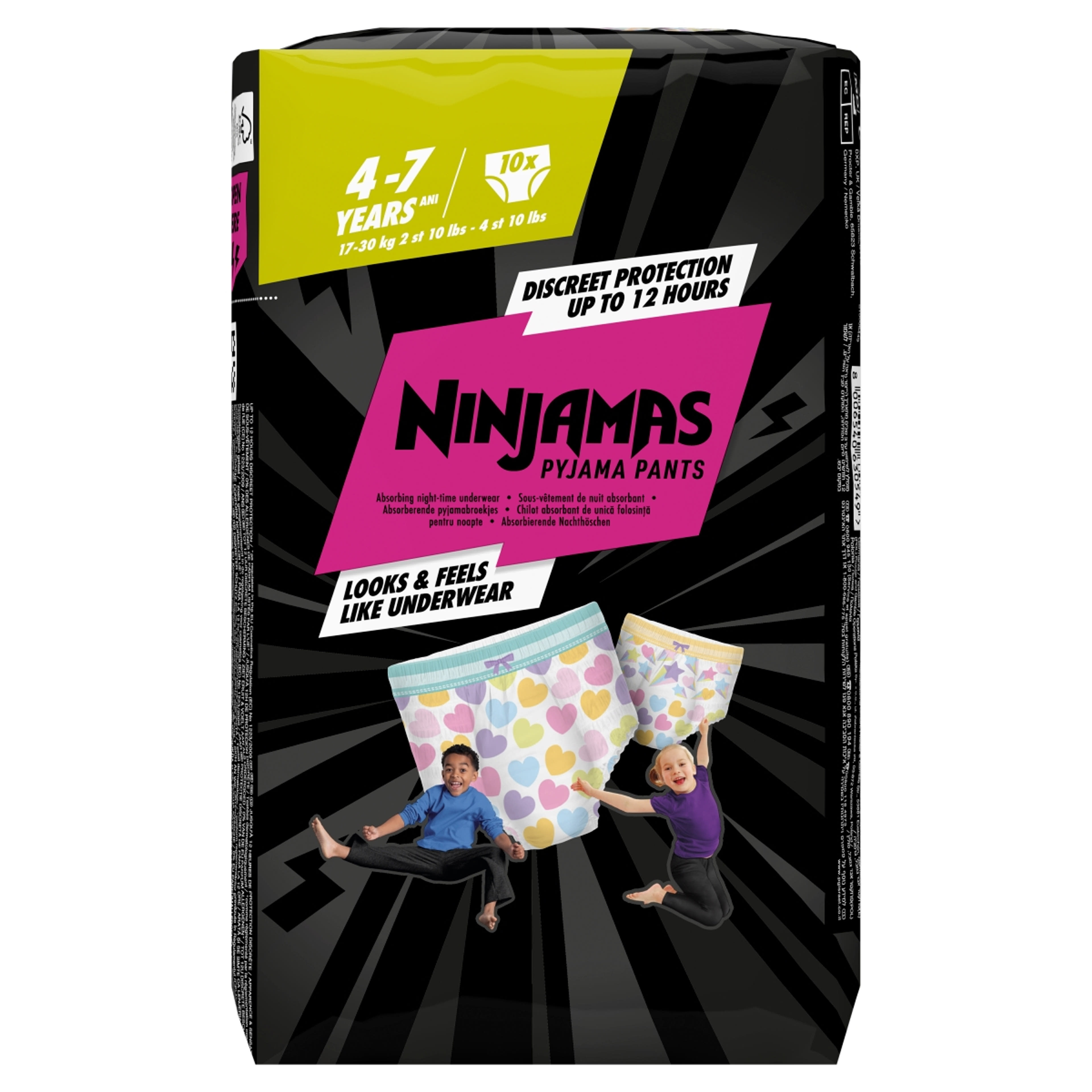 Ninjamas Pyjama Pants bugyipelenka 4-7 év 17-30 kg /szívecskés- 10 db-1