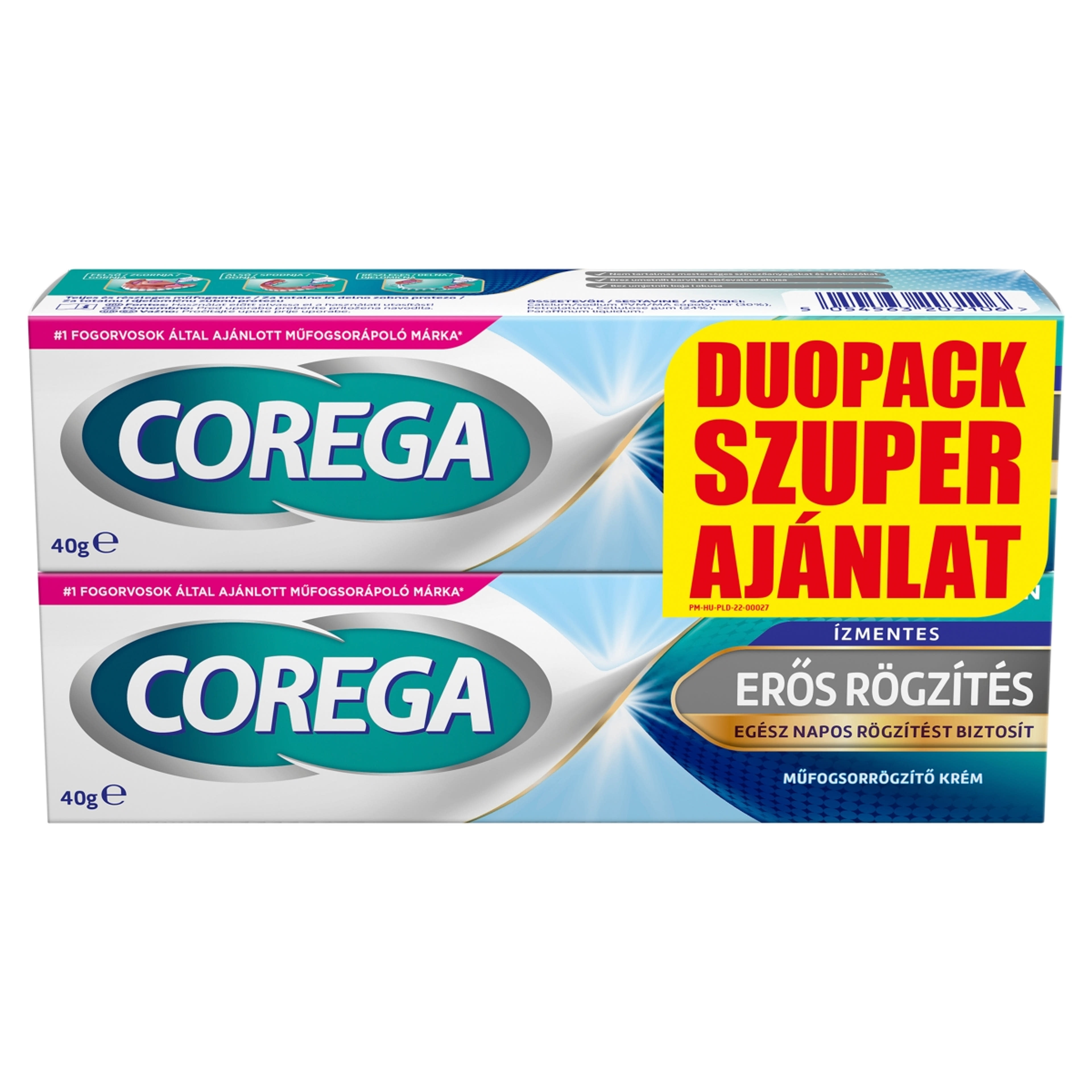 Corega műfogsorrögzítő ízmentes duopack 2*40 g - 80 g