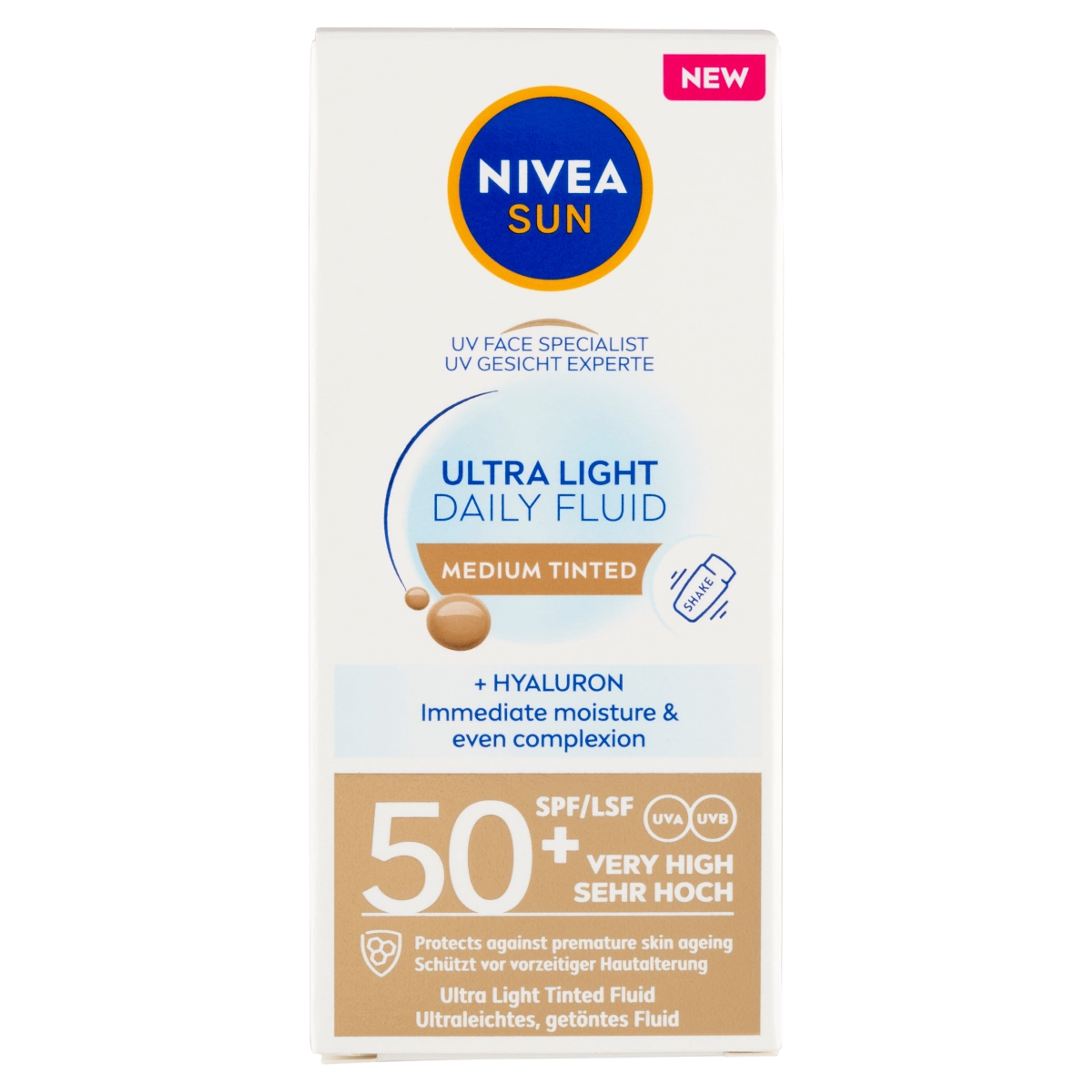 NIVEA SUN Ultra Light Daily színezett fényvédő fluid közepes árnyalat FF50+ - 40 ml-1