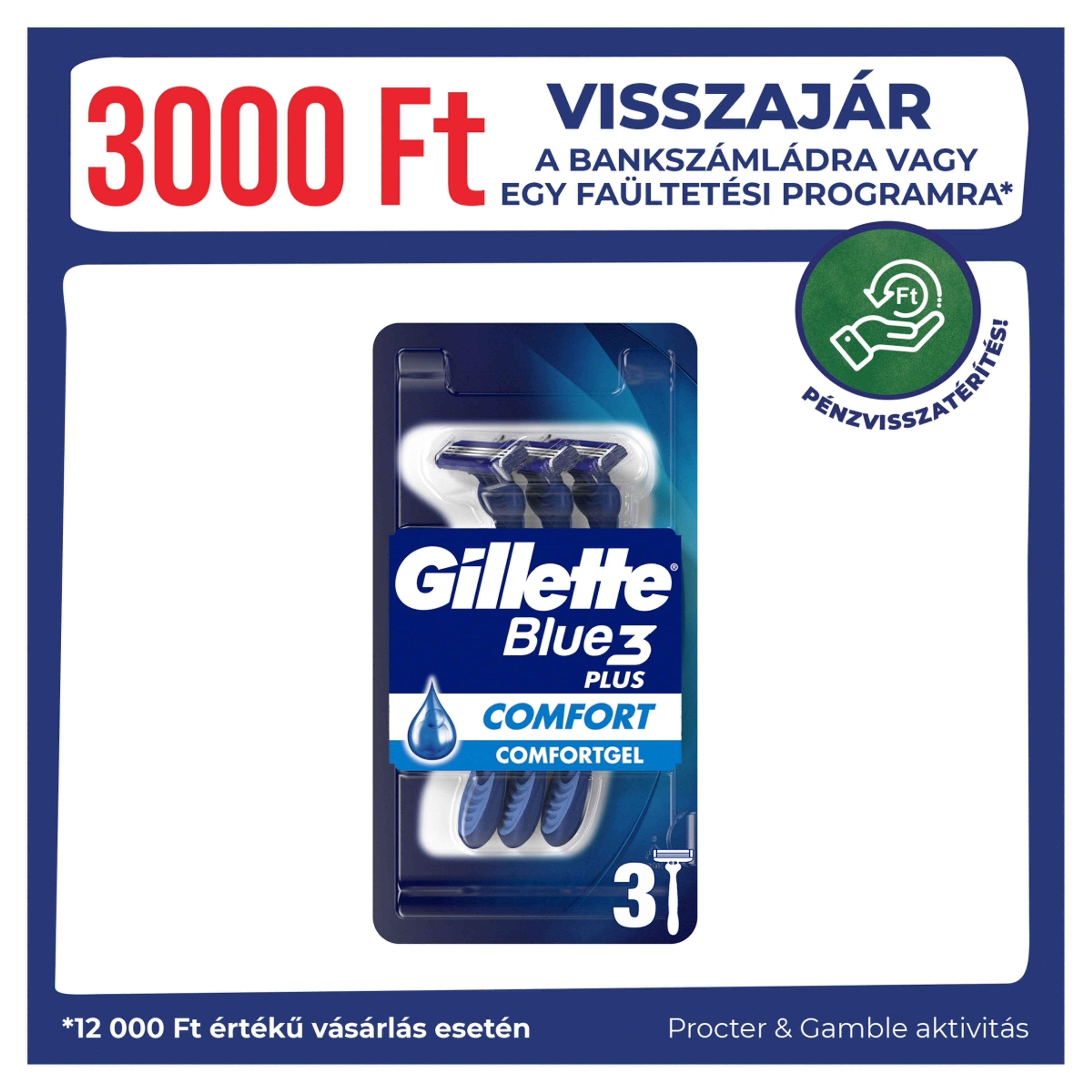 Gillette Blue3 eldobható borotva tripla pengével - 3 db