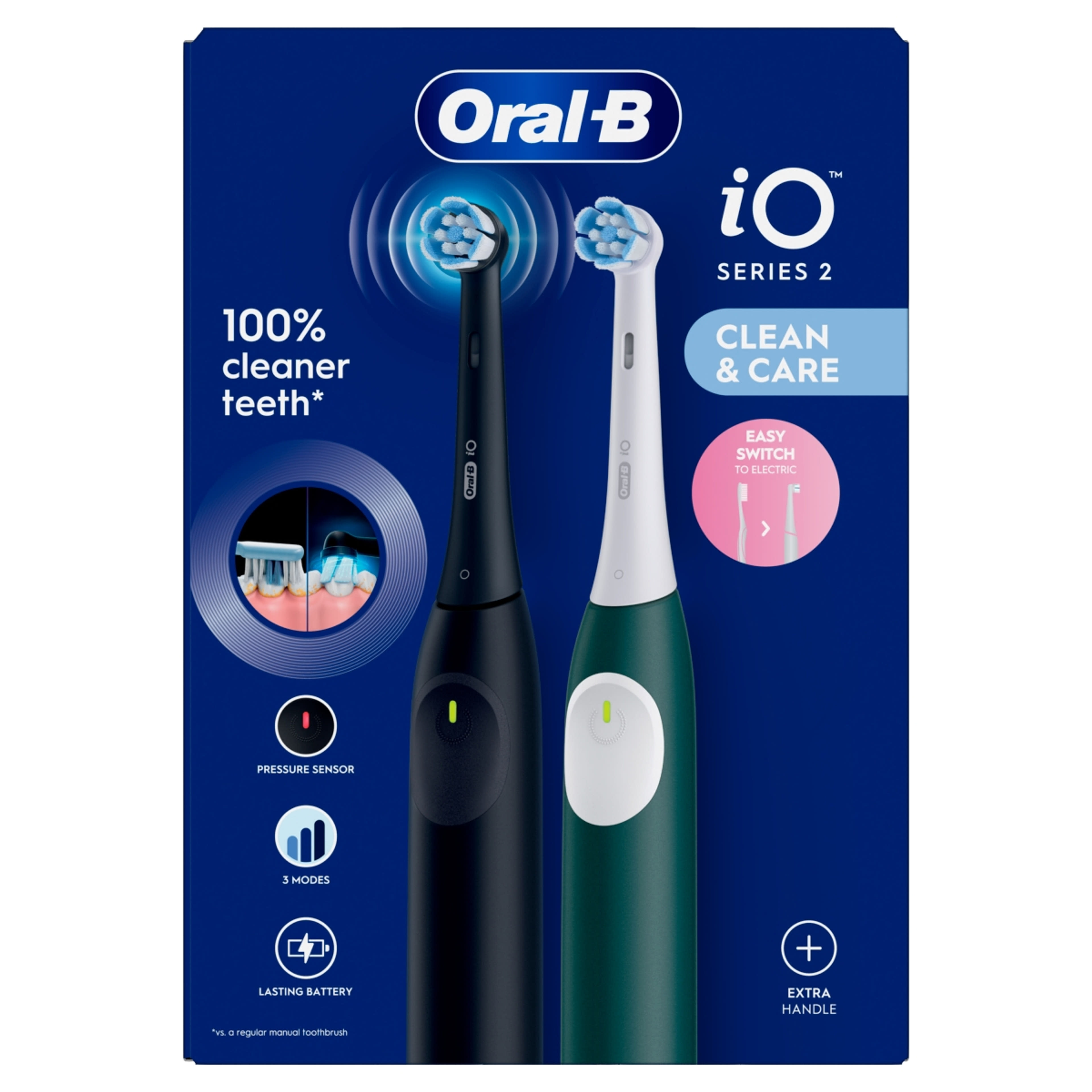 Oral-B iO 2 elektromos fogkefe /éjfekete és erdőzöld - 2 db