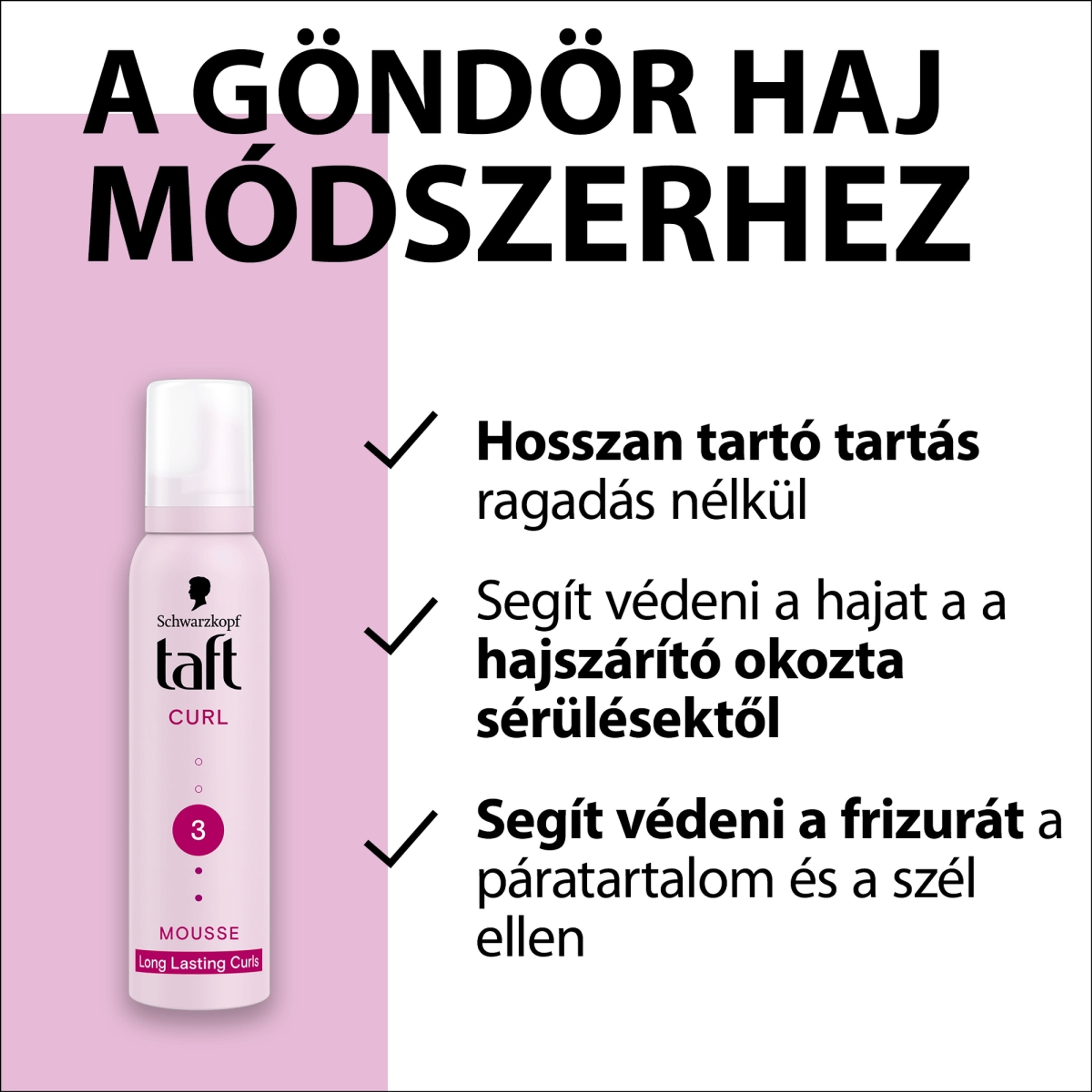 Taft Curl hajrögzítő hab hullámos hajra - 200 ml-3