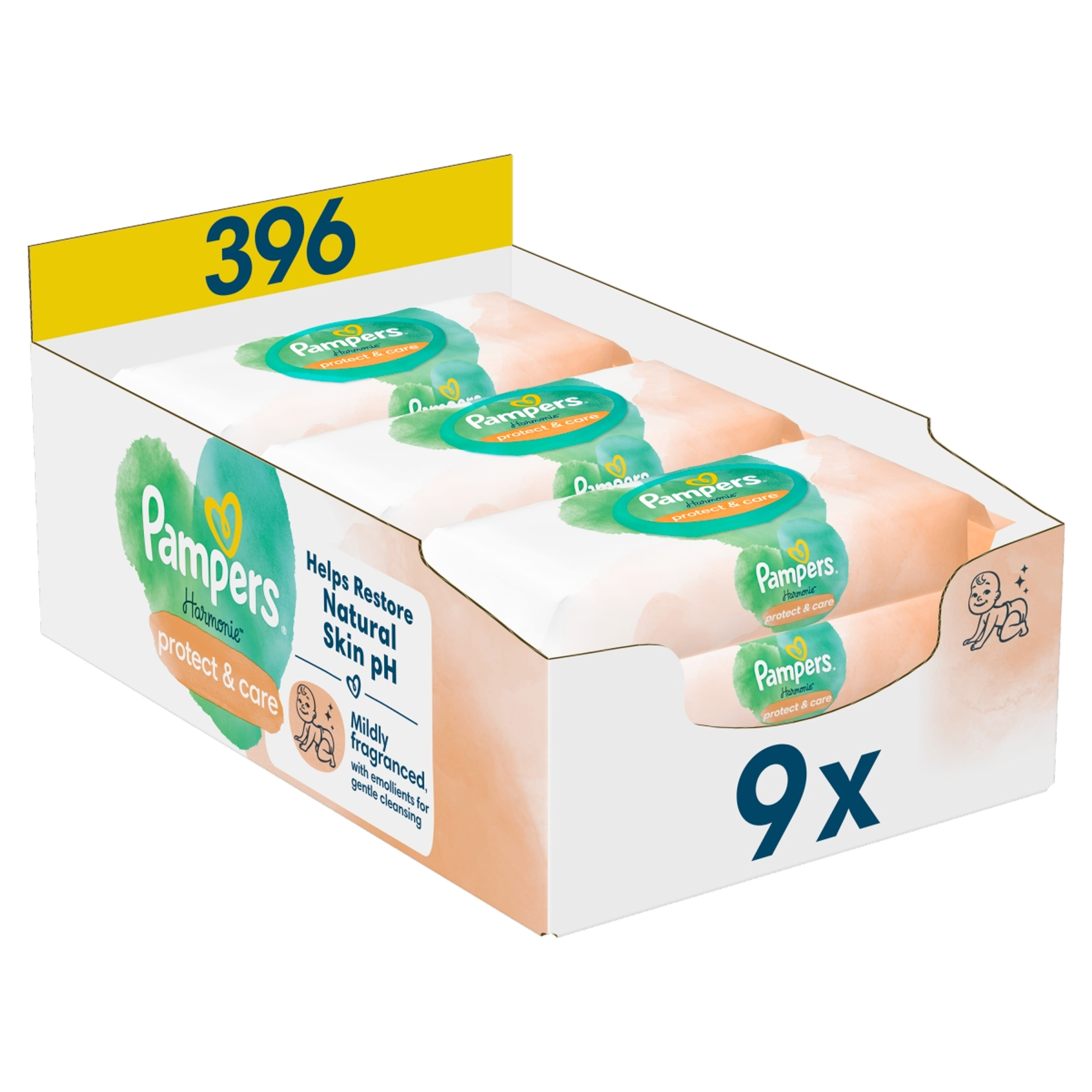 Pampers Harmonie Protect & Care Körömvirágos törlőkendő 9x44 db - 396 db-7