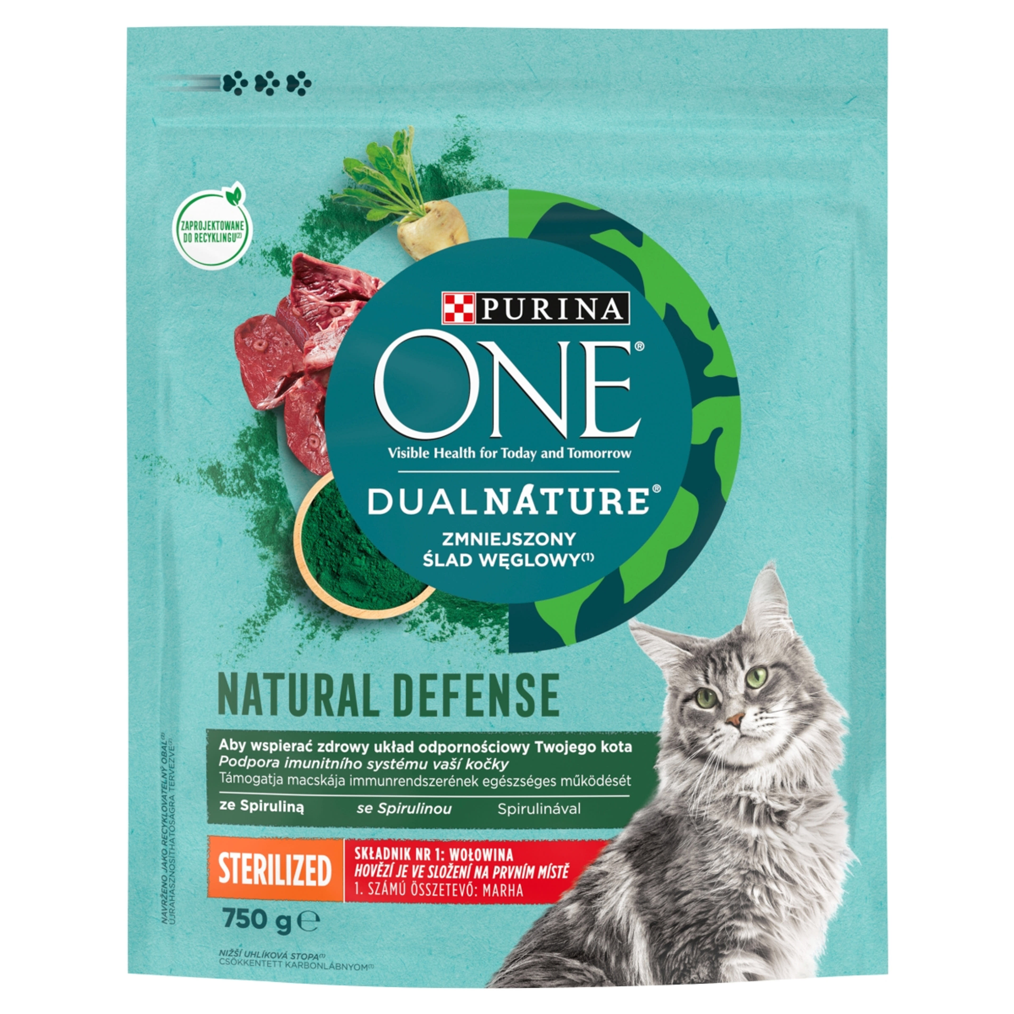 Purina One Dual Nature Steril szárazeledel macskáknak, marha - 750 g-1