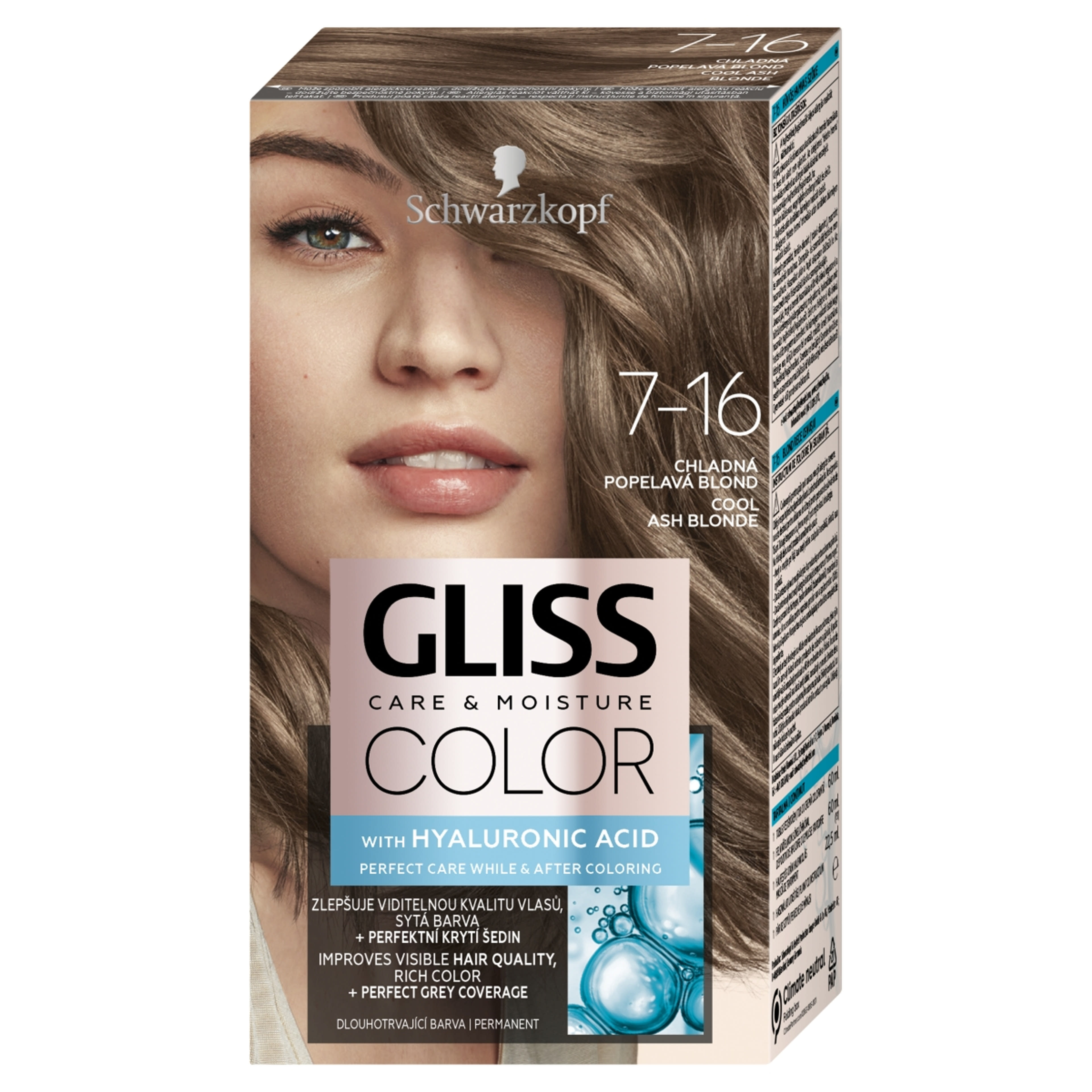 Schwarzkopf Gliss Color tartós hajfesték 7-16 hűvös hamvas szőke - 1 db