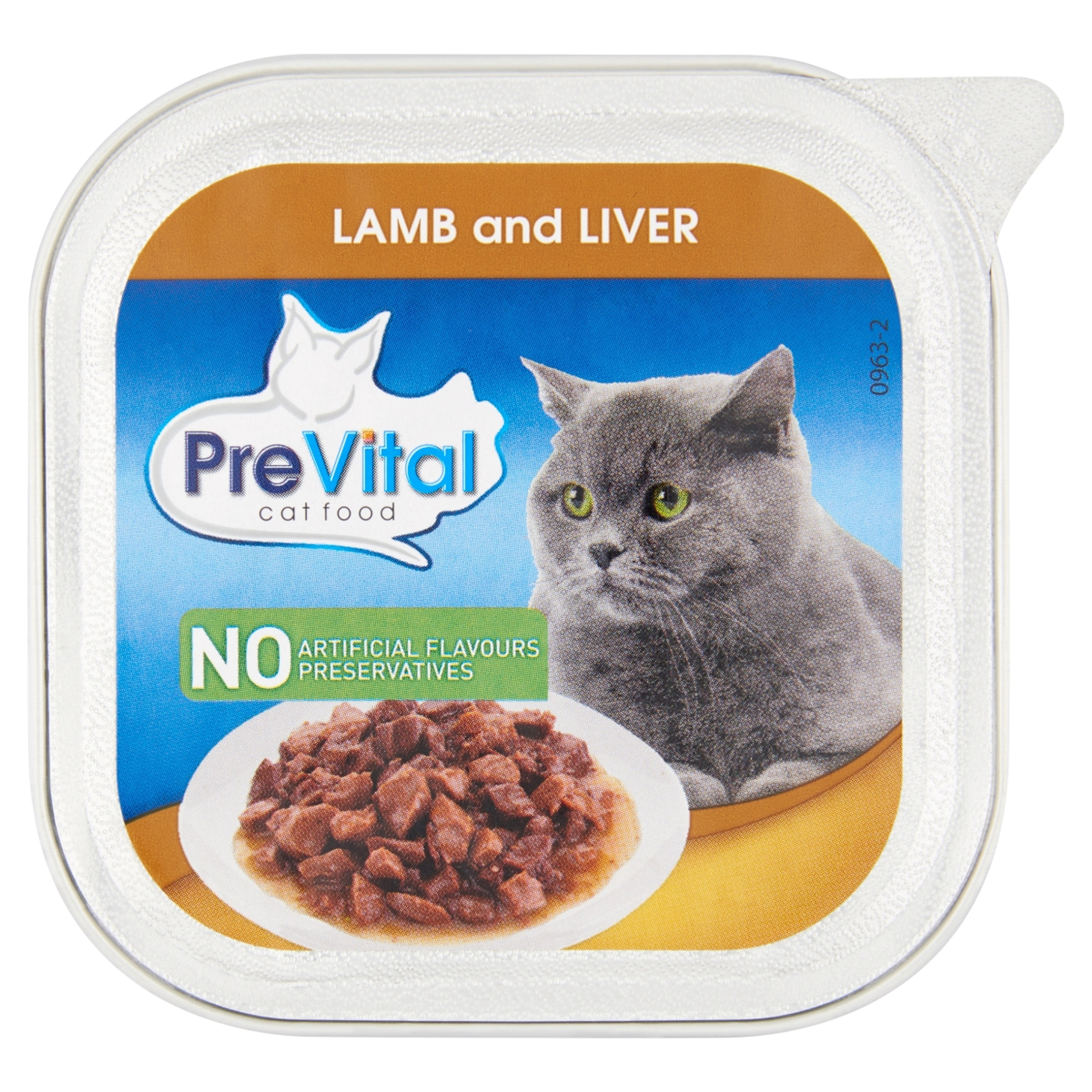 PreVital felnőtt teljes értékű alutál macskáknak, báránnyal és májjal raguban - 100 g