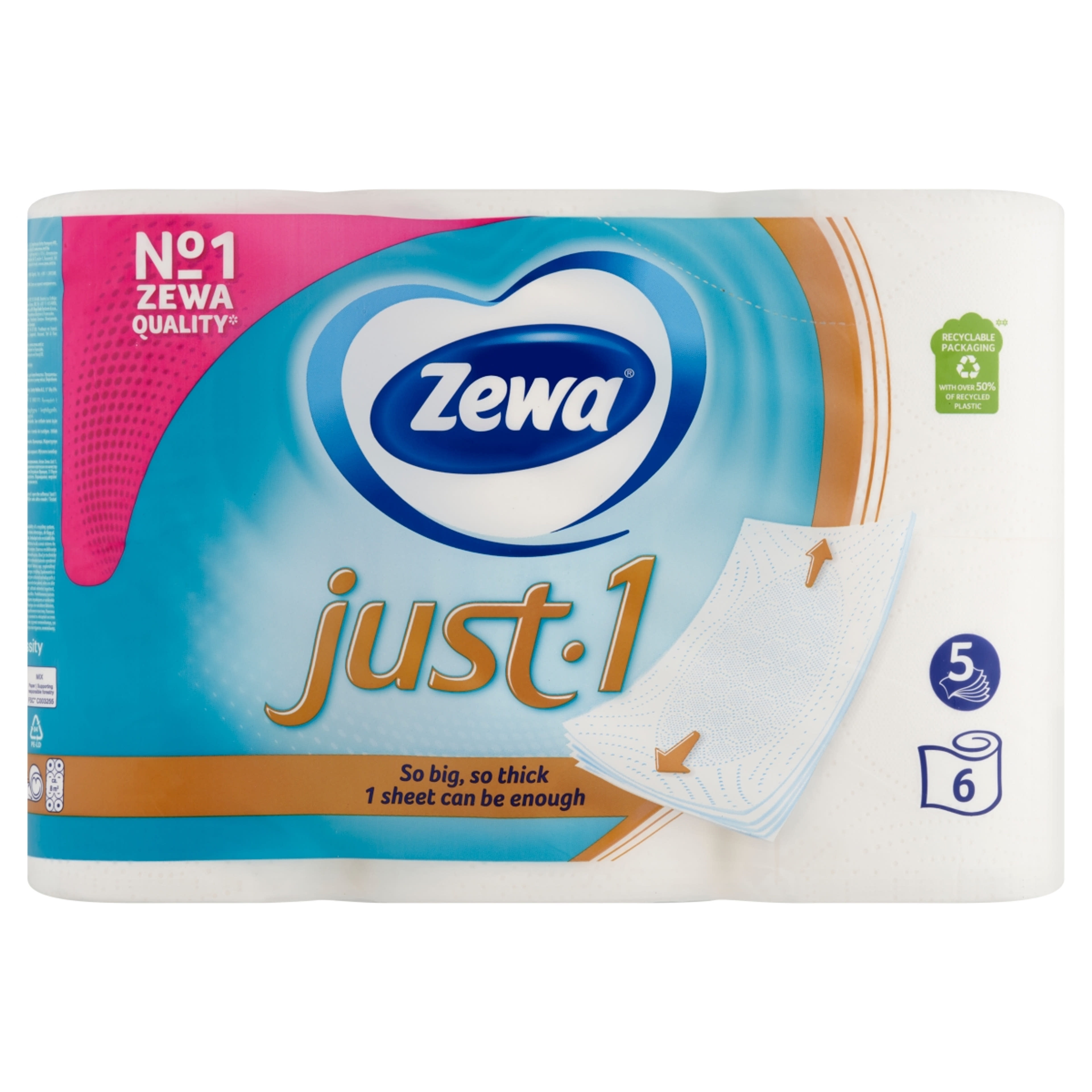 Zewa Just 1 toalettpapír 5 rétegű - 6 db-1