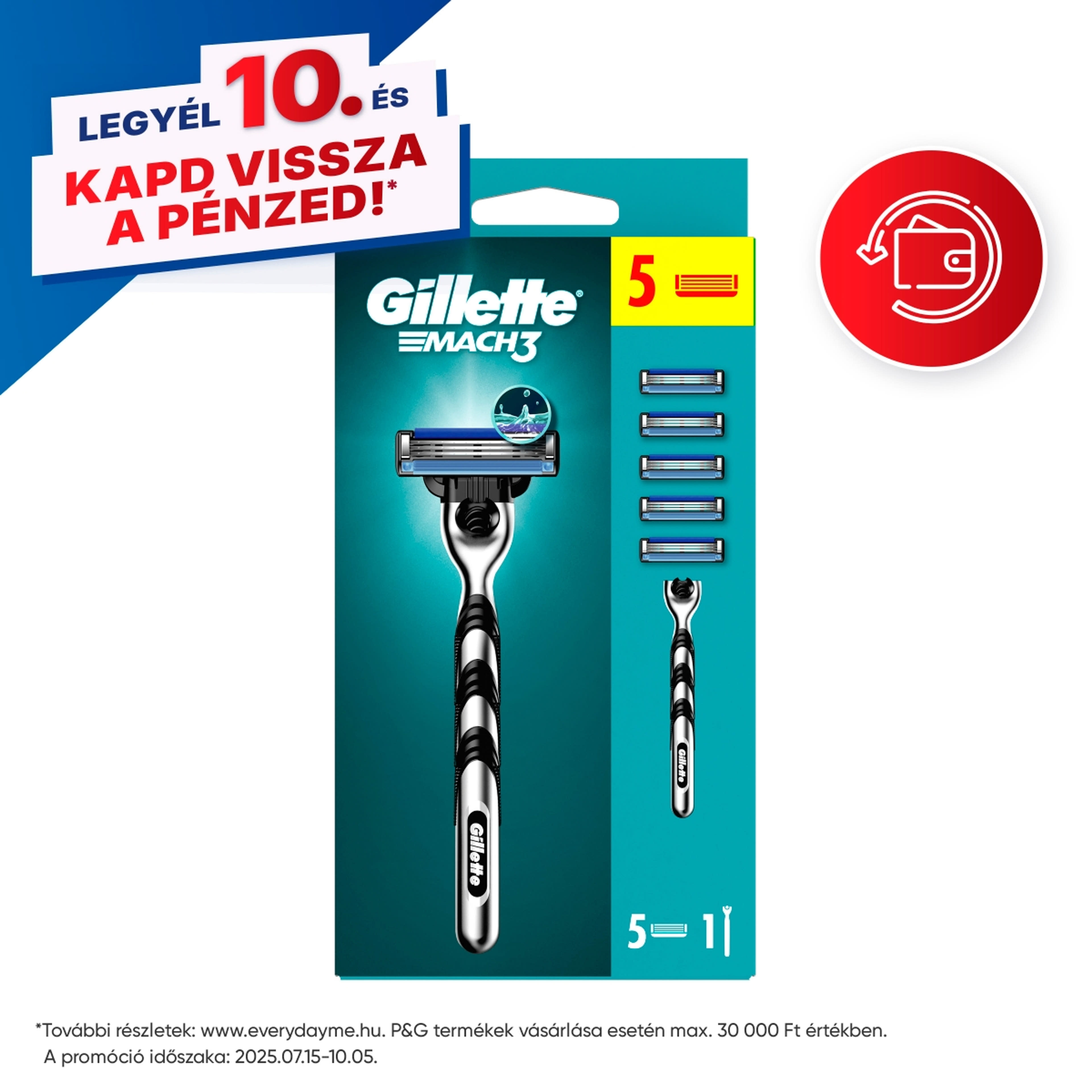 Gillette Mach 3 borotvakészülék +5 betét  - 1 db