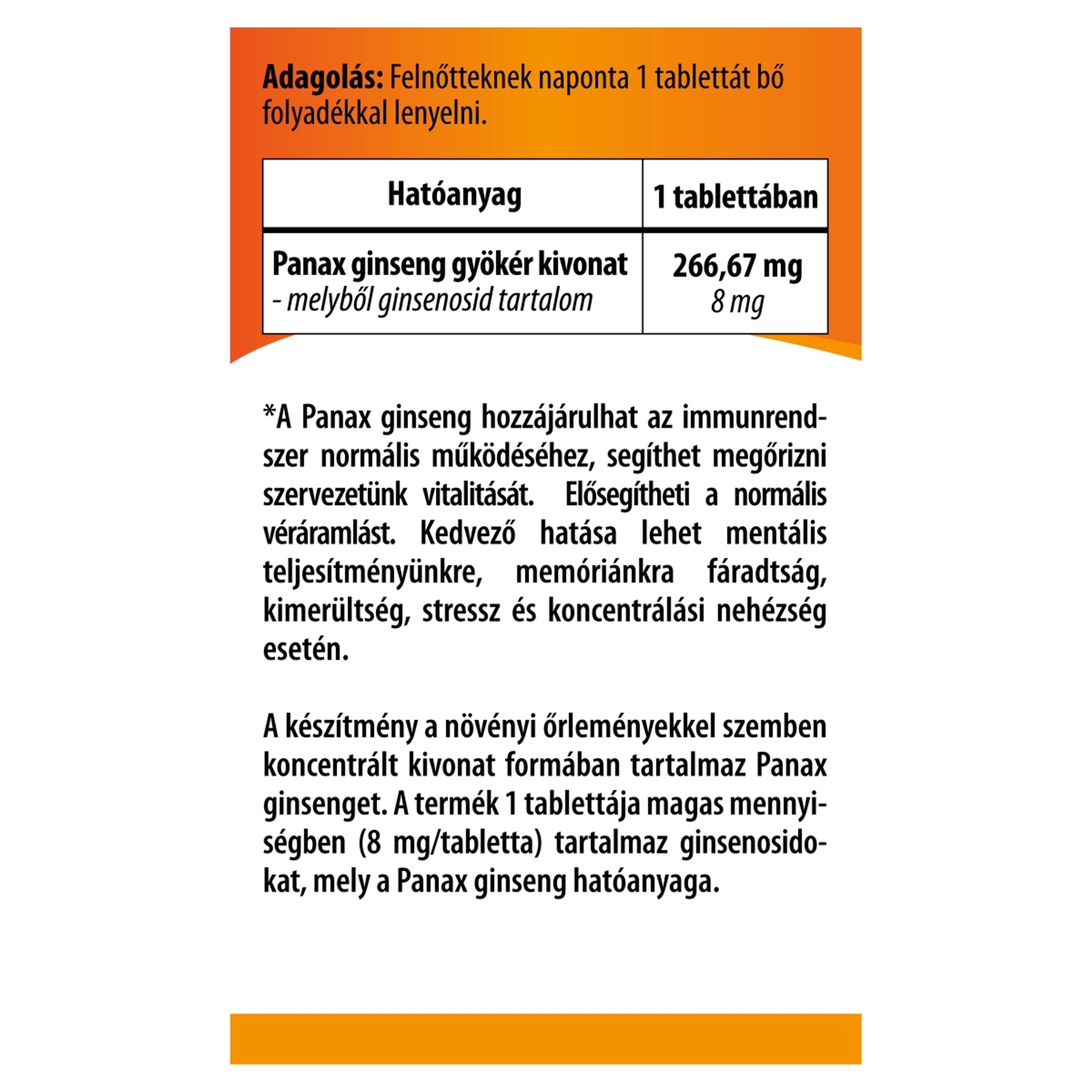 Bioco Ginzeng kivonat étrendkiegészítő tabletta - 60 db-3