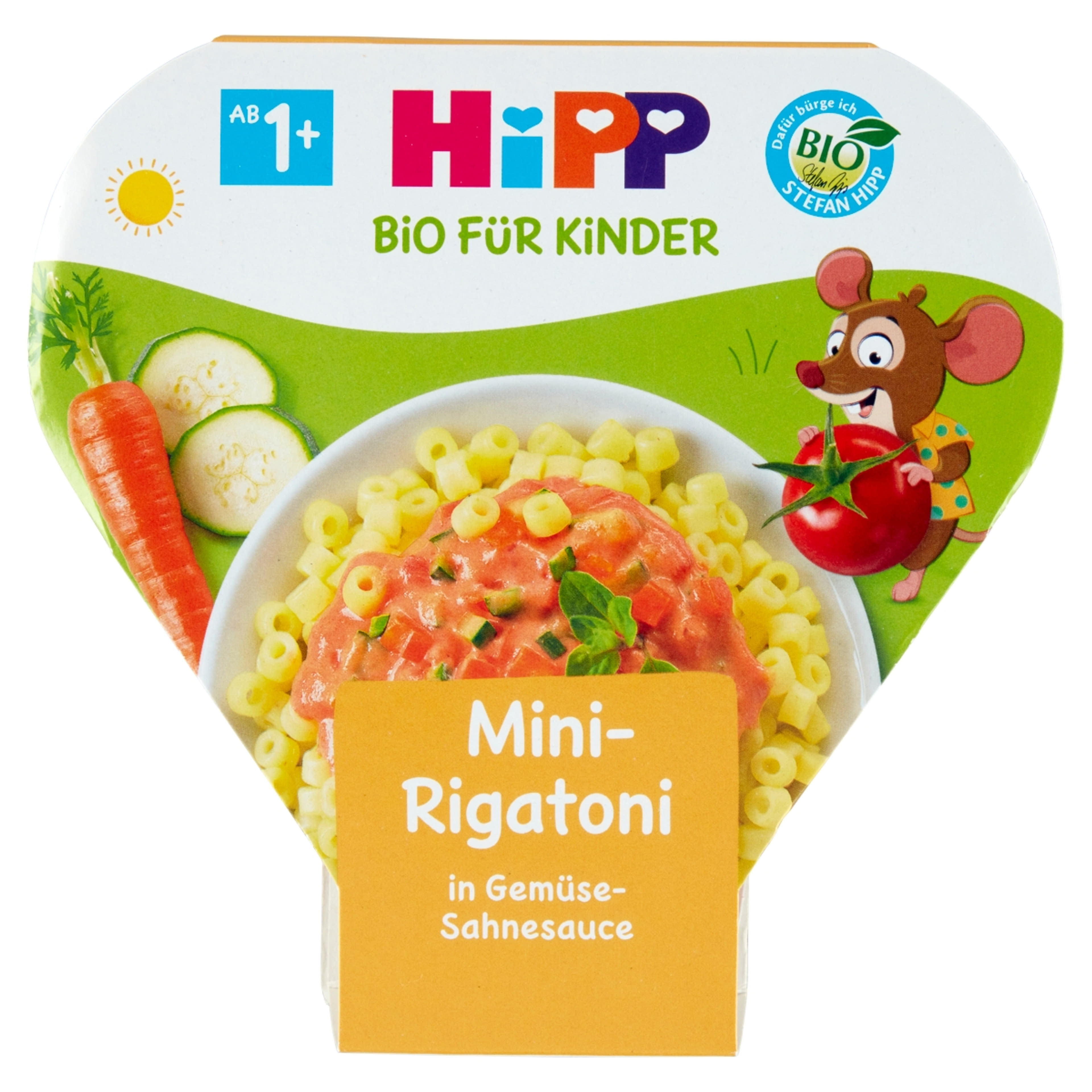 HiPP Bio mini rigatoni zöldséges-tejszínes szószban tésztakészítmény 1 éves kortól - 250 g