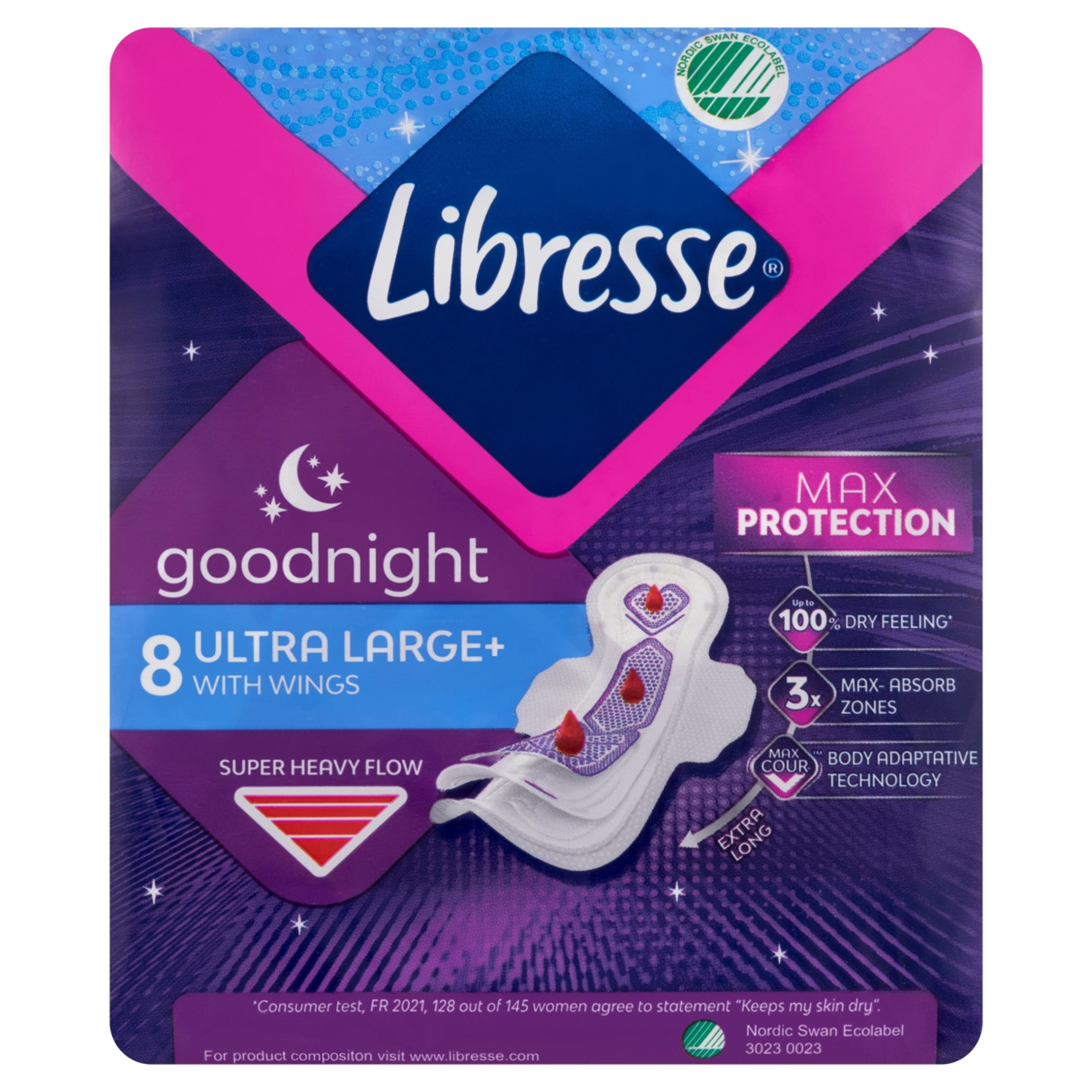 Libresse Ultra Goodnight Large Wings egészségügyi betét - 8 db